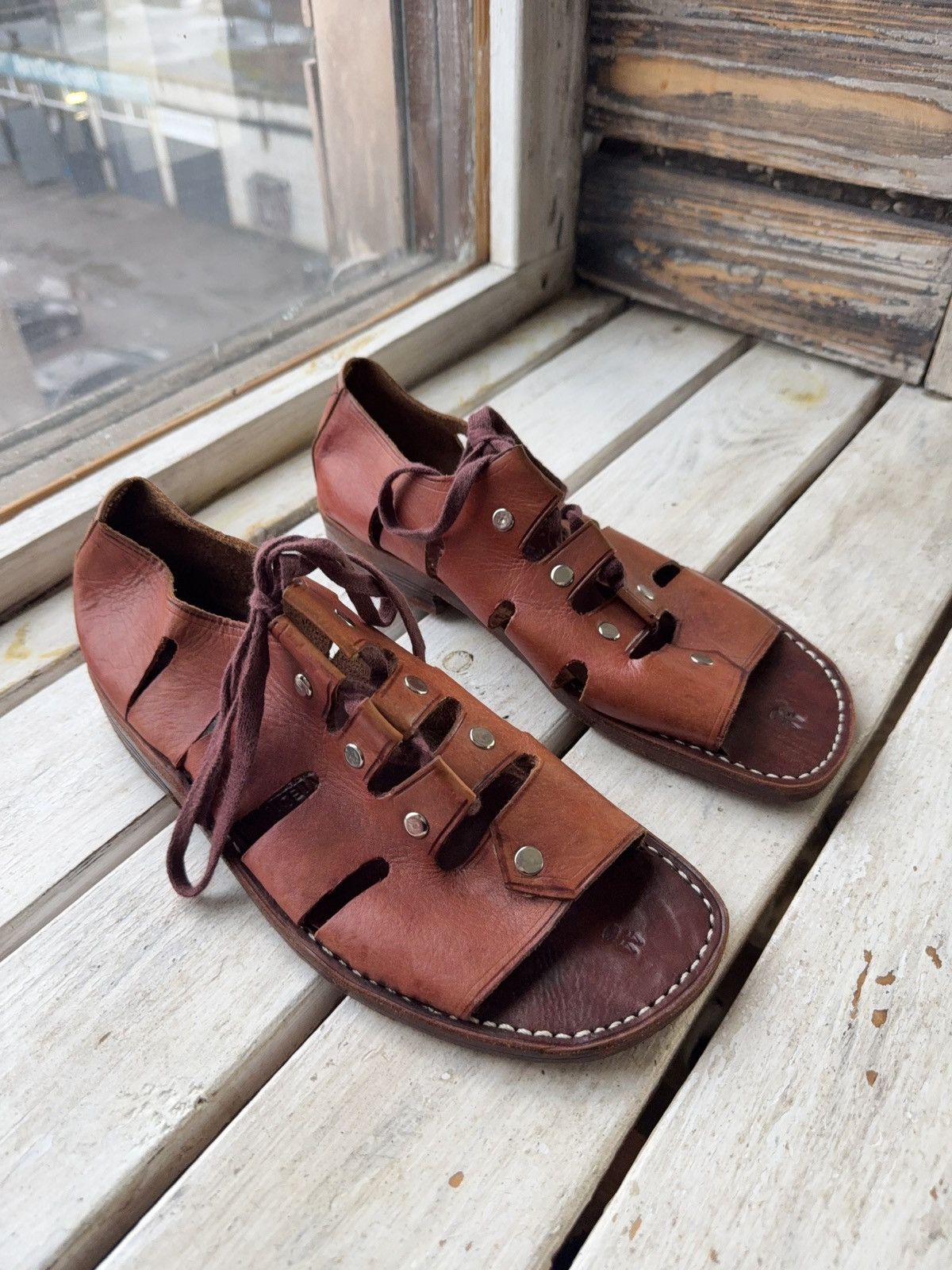 Japanese Brand 90s Sie Wie Bie Bali Handmade Leather Sandals Brown Vintage Size US 10 / EU 43 - 2 Thumbnail