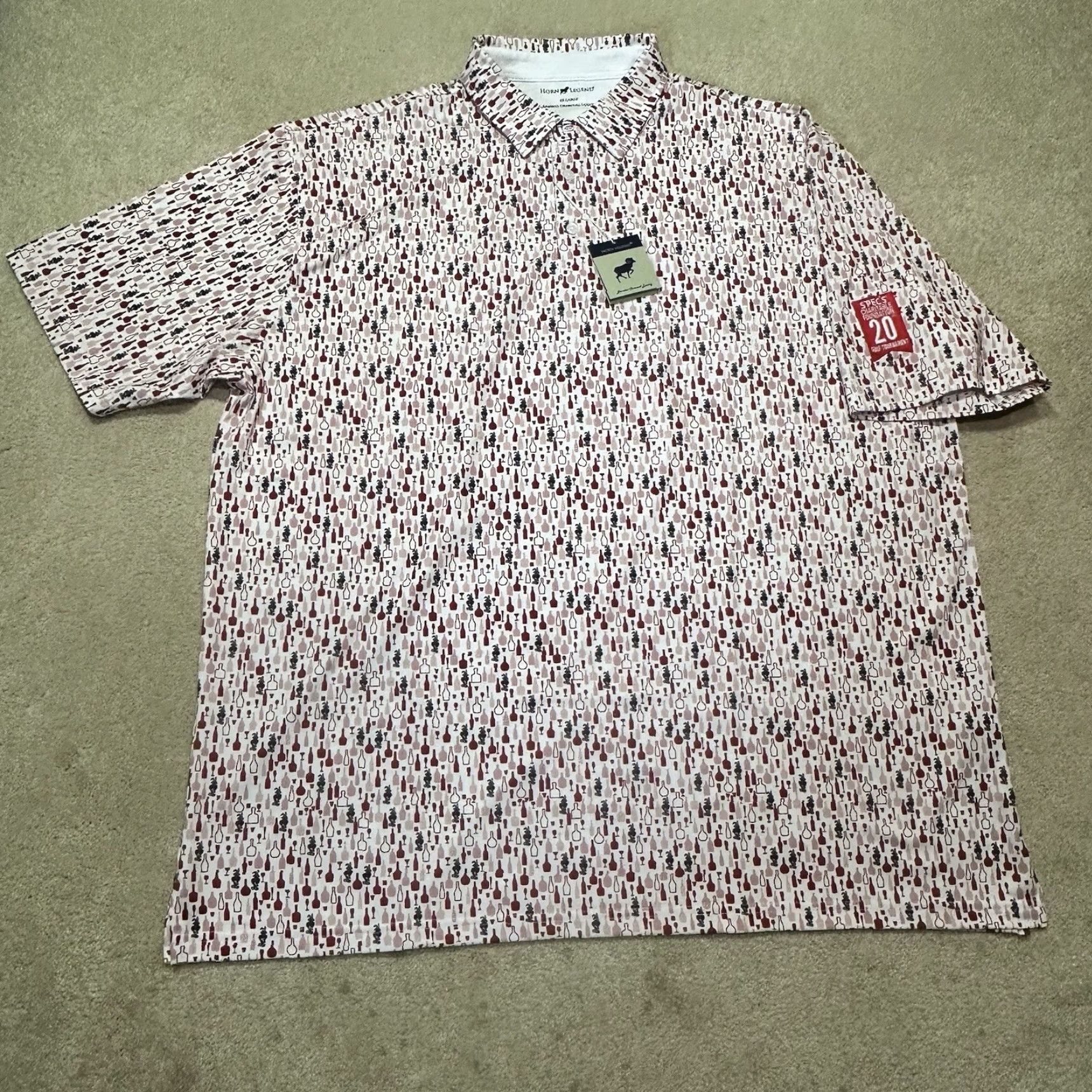 Vintage Horn Legend Polo Mens 2XL Red Golf Tournament Bamboo Spec's Size US XXL / EU 58 / 5 - 2 Thumbnail