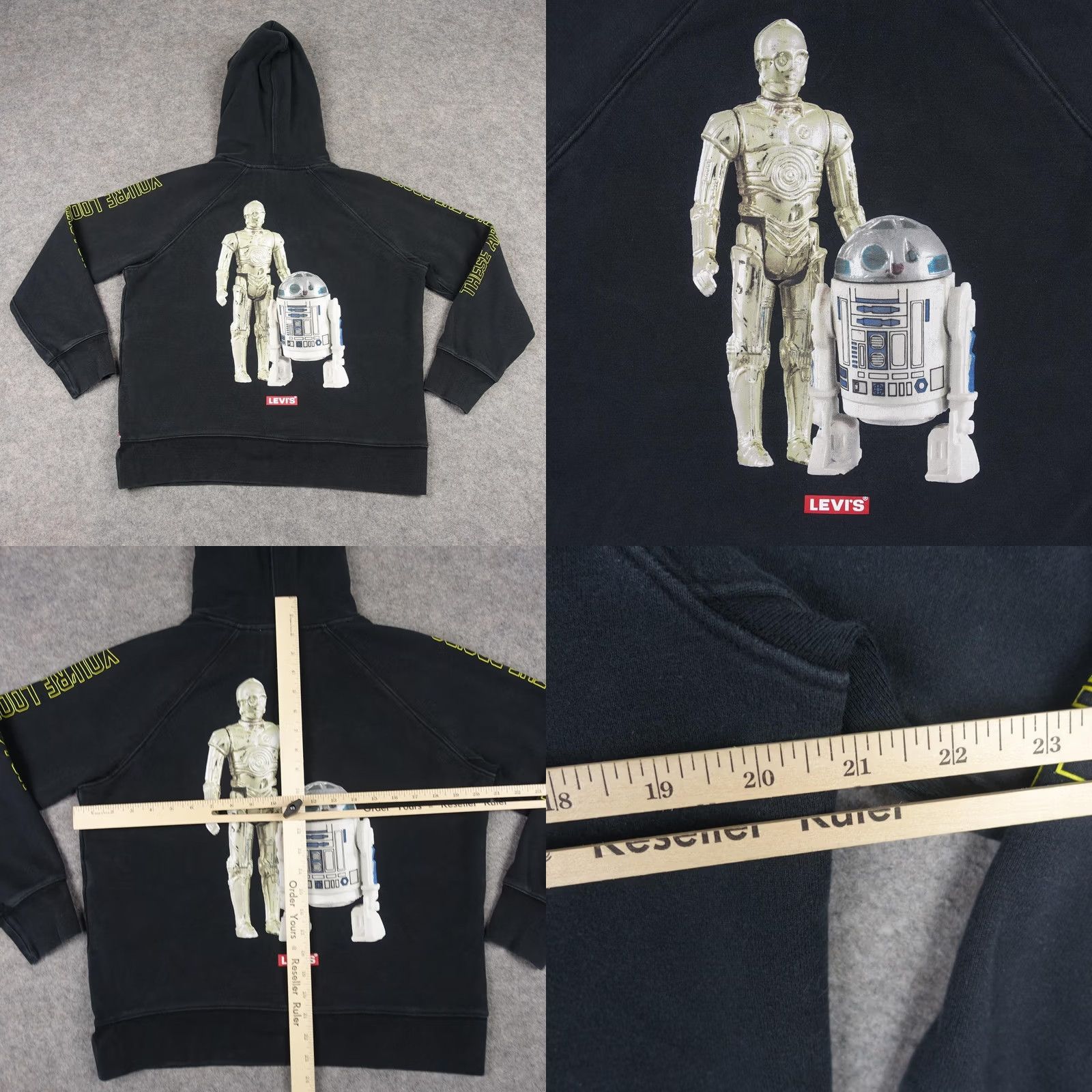 Levi's Levi's Star Wars Hoodie Mens Small Black Pullover Sweatshirt Droids RD D2 Graphic Print Pockets Crewneck Front Logo Size US S / EU 44-46 / 1 - 9 Thumbnail