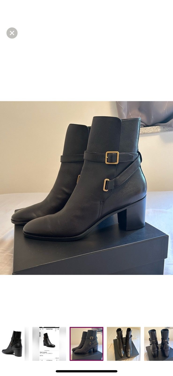 Saint Laurent Paris Saint Laurent Dorian 70mm Calfskin Buckle Ankle Booties Size US 11 / IT 41 - 6 Thumbnail