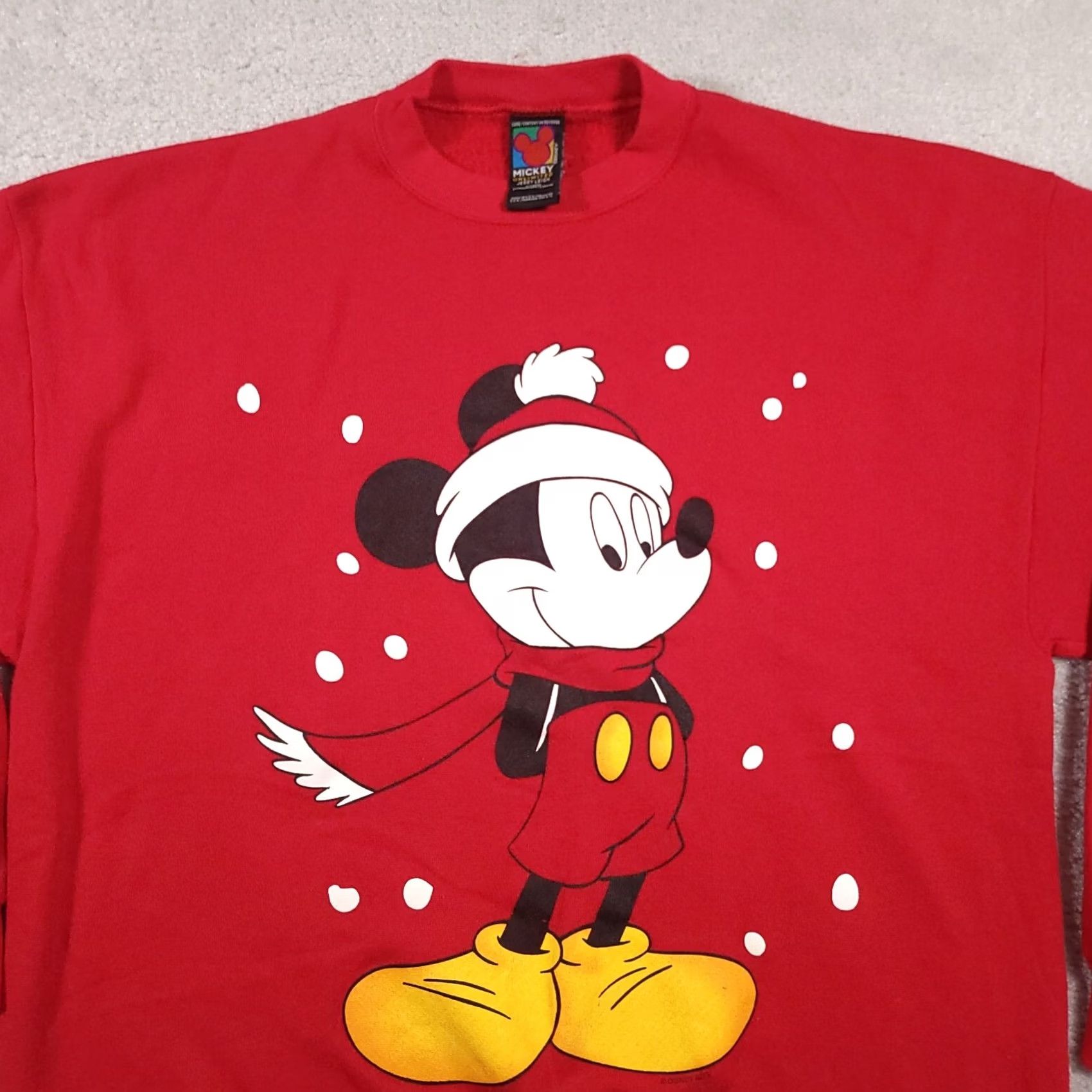 Mickey Unlimited VINTAGE Mickey Mouse Christmas Sweatshirt Adult XL Red Jerry Leigh USA Made Sweatshirt Size US XL / EU 56 / 4 - 3 Thumbnail