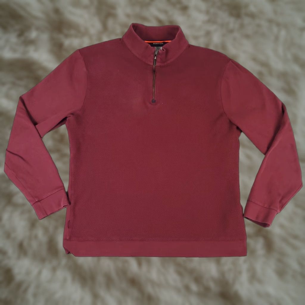 BUGATCHI BUGATCHI Sweater Mens Medium Red 1/4 Zip Pullover Knit Regular Fit Size US M / EU 48-50 / 2 - 1 Thumbnail
