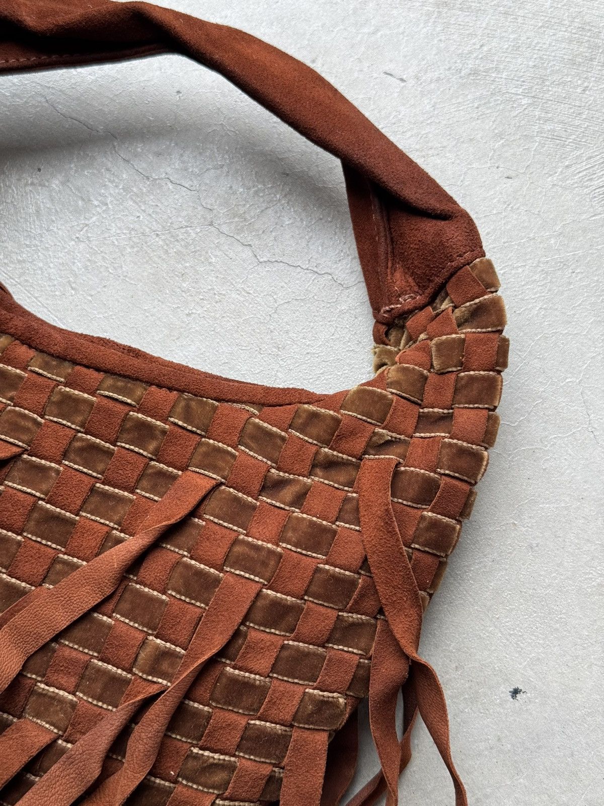 Bottega Veneta Bottega Veneta Fringe Hobo Intrecciato Suede and Velvet Mini Size ONE SIZE - 12 Thumbnail