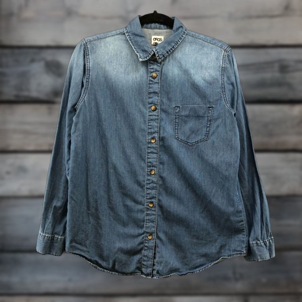 Asos ASOS Chambray Button-Up Shirt Womens Size 6 Blue Long Sleeve Casual Lightweight Denim Western Size M / US 6-8 / IT 42-44 - 1 Thumbnail