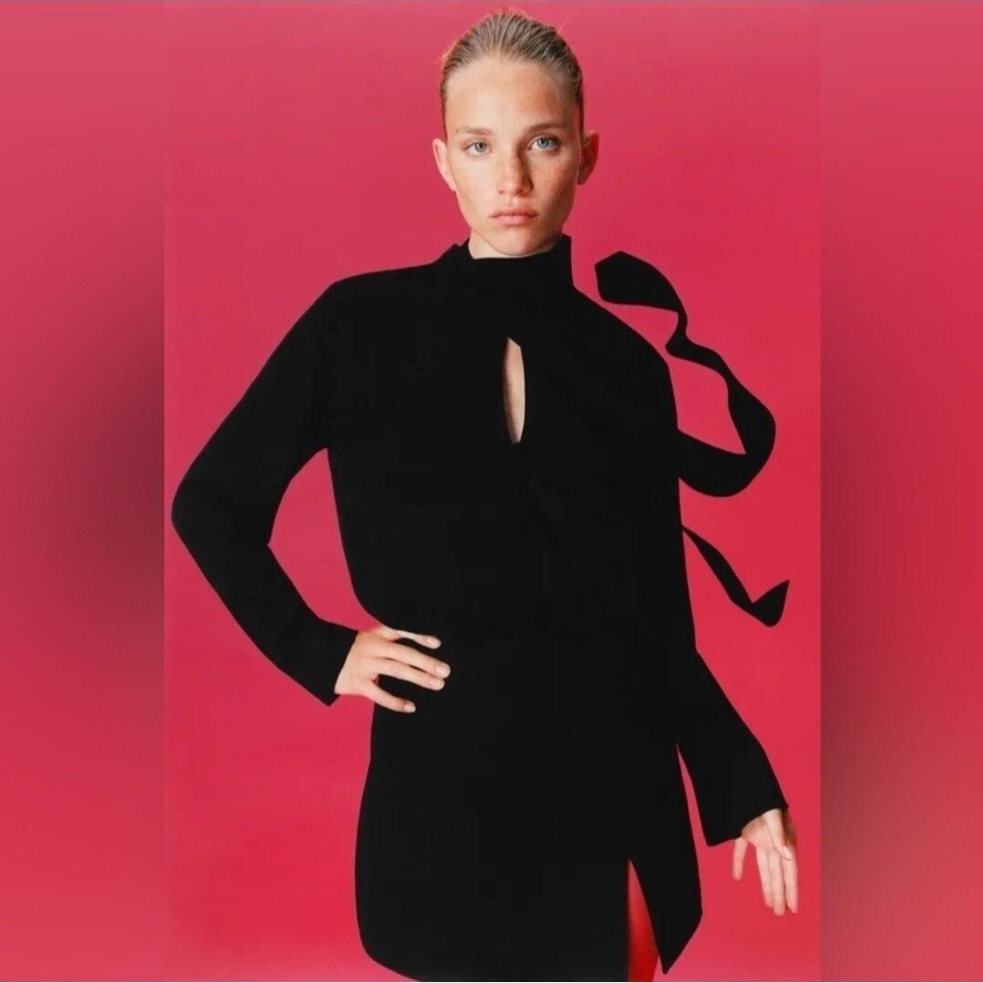 Zara ZARA Tied Mini Dress Black size M Size M / US 6-8 / IT 42-44 - 12 Thumbnail