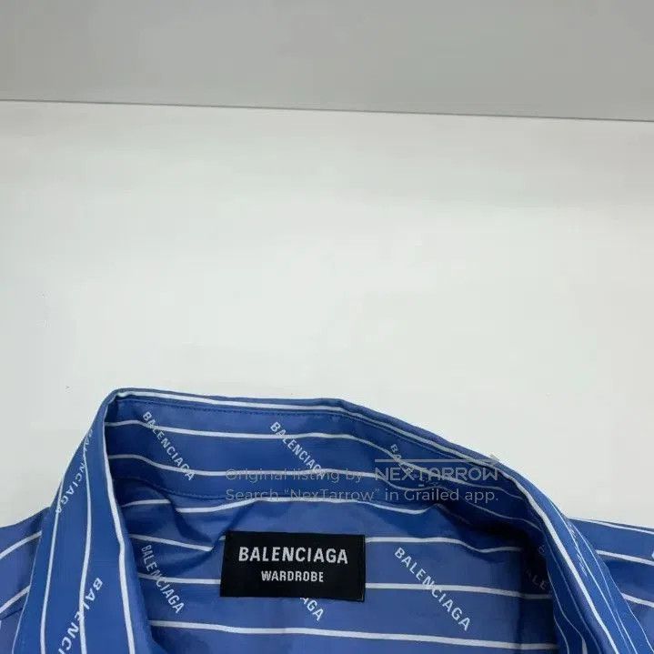 Balenciaga Balenciaga Blue Logo Striped Long Sleeve Shirt. Size US M / EU 48-50 / 2 - 4 Thumbnail