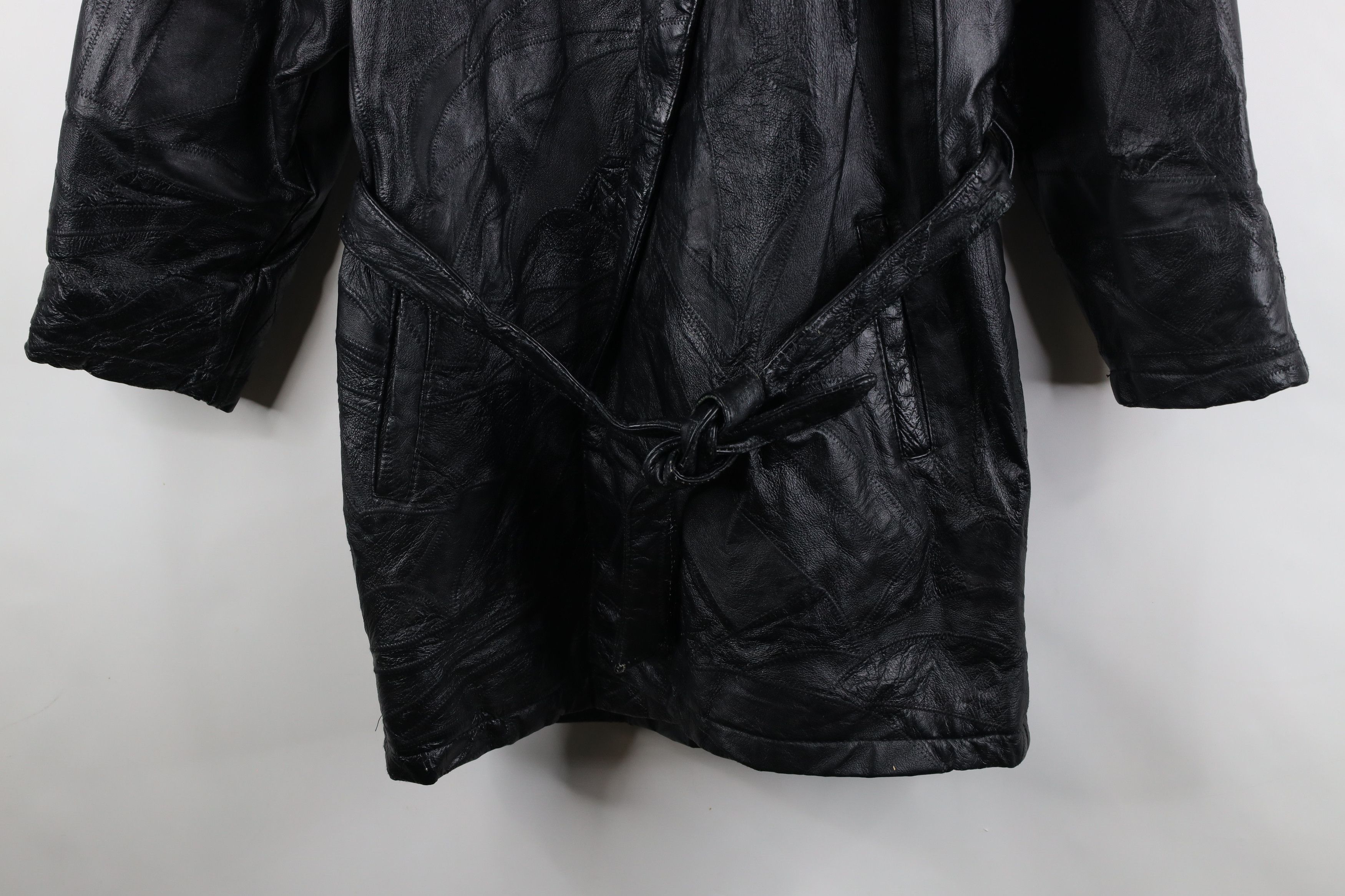 Vintage Vintage 90s Streetwear Belted Leather Trench Coat Jacket Size XL / US 12-14 / IT 48-50 - 4 Thumbnail