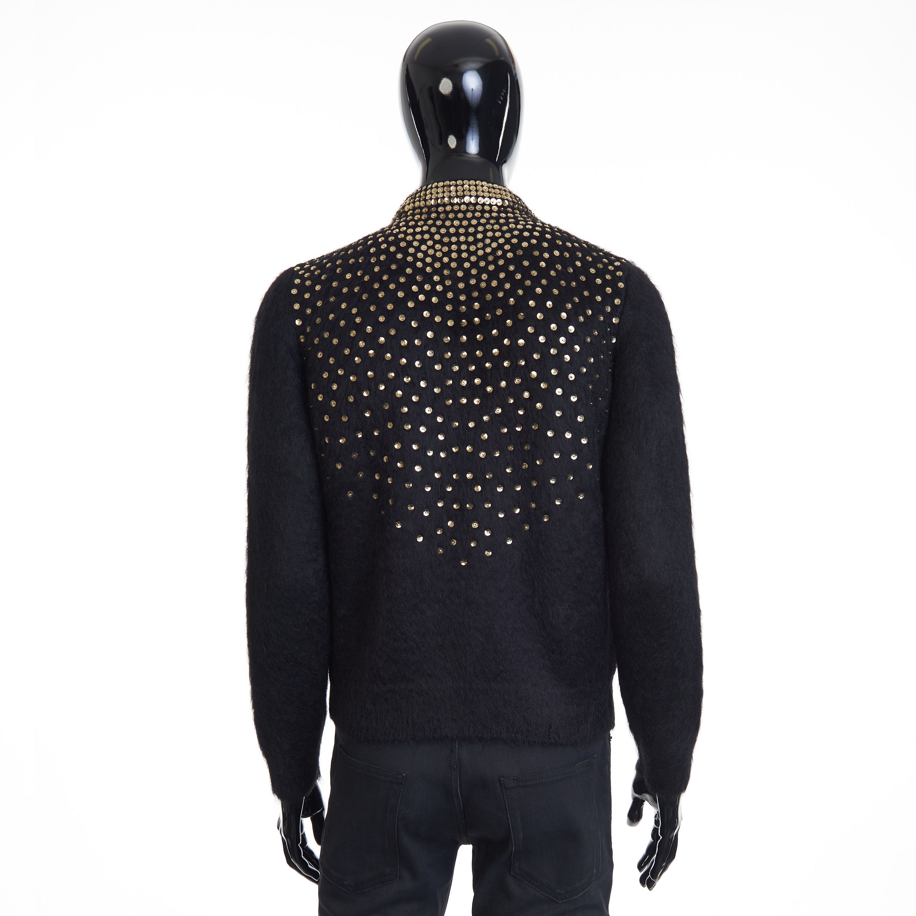 Celine Black Cardigan - Sequin Tiger Embroidery, Brushed Alpaca Size US S / EU 44-46 / 1 - 5 Thumbnail
