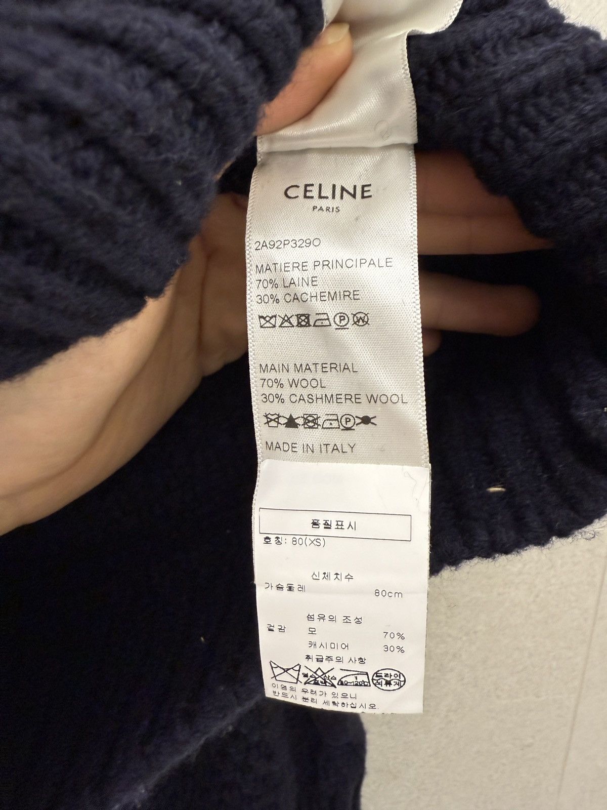 Celine Celine Navy turtle neck wool/ cashmere sweater XS Size XS / US 0-2 / IT 36-38 - 6 Thumbnail