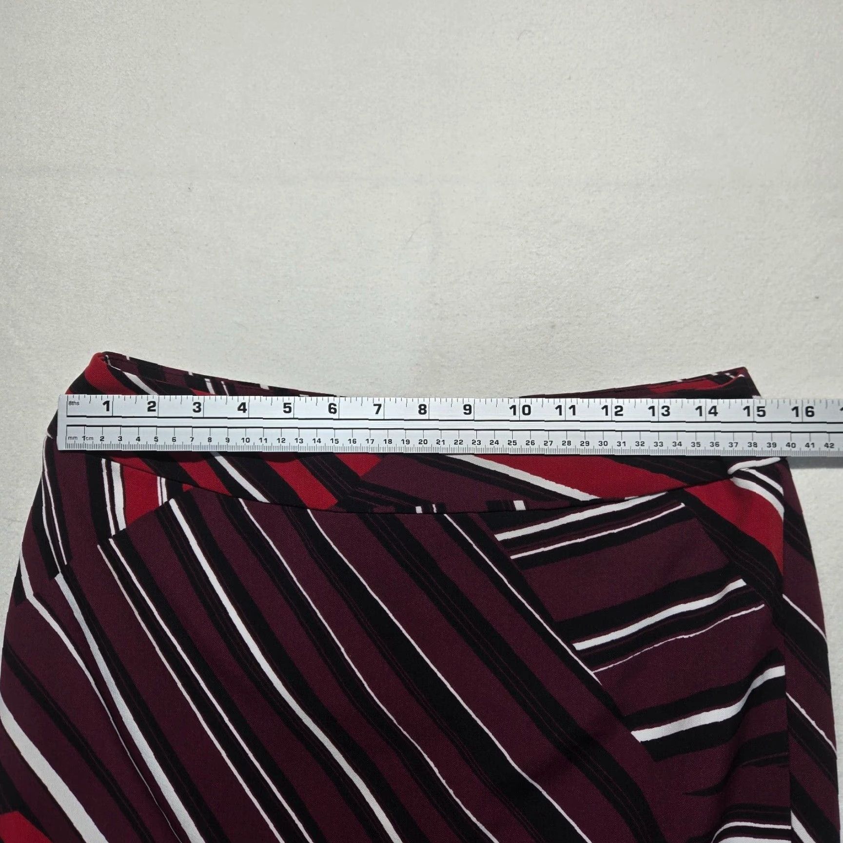Nine West Nine West Skirt - Women - Knee Length - Striped - Black Red - Size 6 - Casual Work - Polyester - Regular - Multicolor - Womens Size 28" / US 6 / IT 42 - 3 Thumbnail