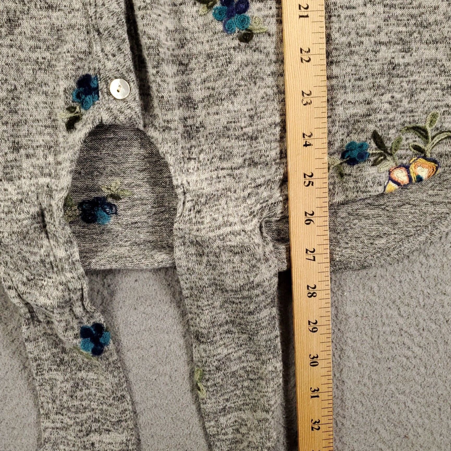 Anthropologie Cardigan 2X Gray Floral Heathered Anthropologie Button Front Tie Womens Size XXL / US 16-18 / IT 52-54 - 5 Thumbnail