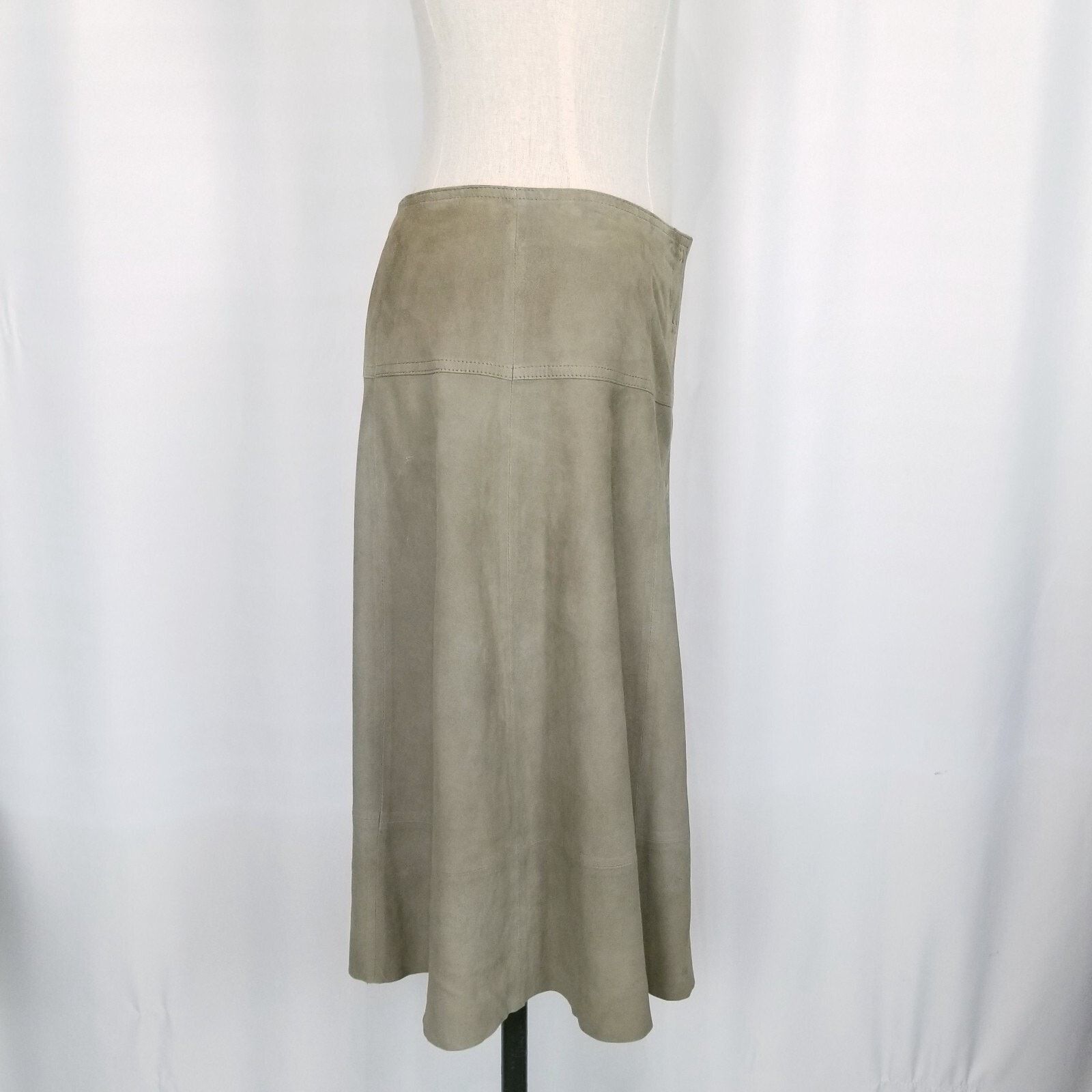 Joie Joie Mylon Goat Leather Snap Front Skirt Green Sz Small Size 27" / US 4 / IT 40 - 8 Thumbnail