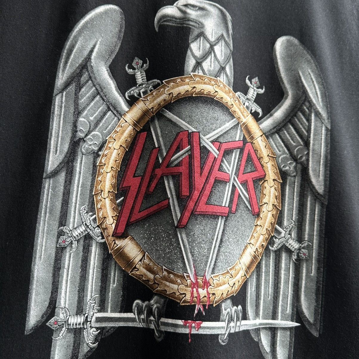 Band Tees × Slayer × Vintage VINTAGE Y2K SLAYER EAGLE METAL BAND TEE Size US M / EU 48-50 / 2 - 3 Thumbnail