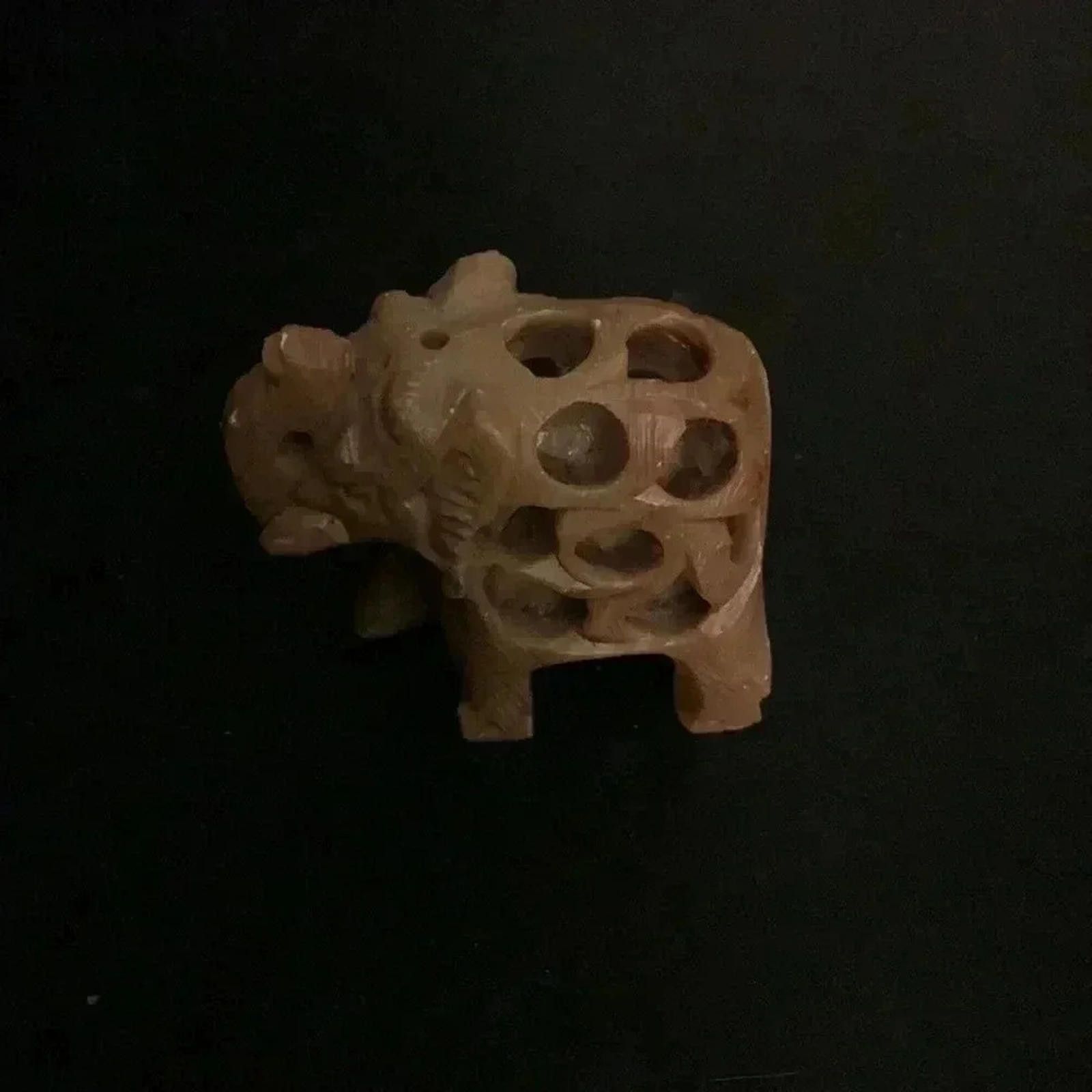 Designer Hand carved elephant with baby inside Size ONE SIZE - 2 Thumbnail