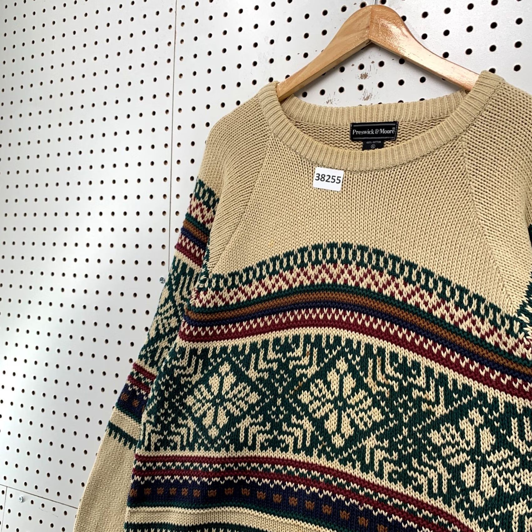 Vintage Vintage Preswick Moore Sweater Mens XL Beige Knit Fair Isle Grandpa Pullover Size US XL / EU 56 / 4 - 7 Thumbnail