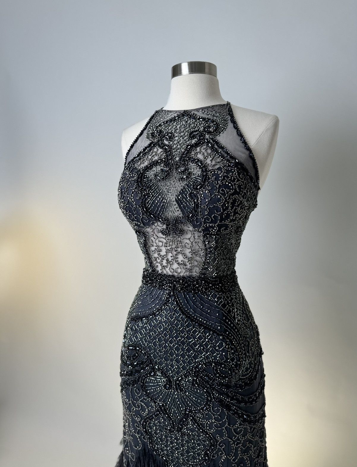 Other Brand New US 12 Jovani Feather Beaded Evening Dress Size XL / US 12-14 / IT 48-50 - 4 Thumbnail