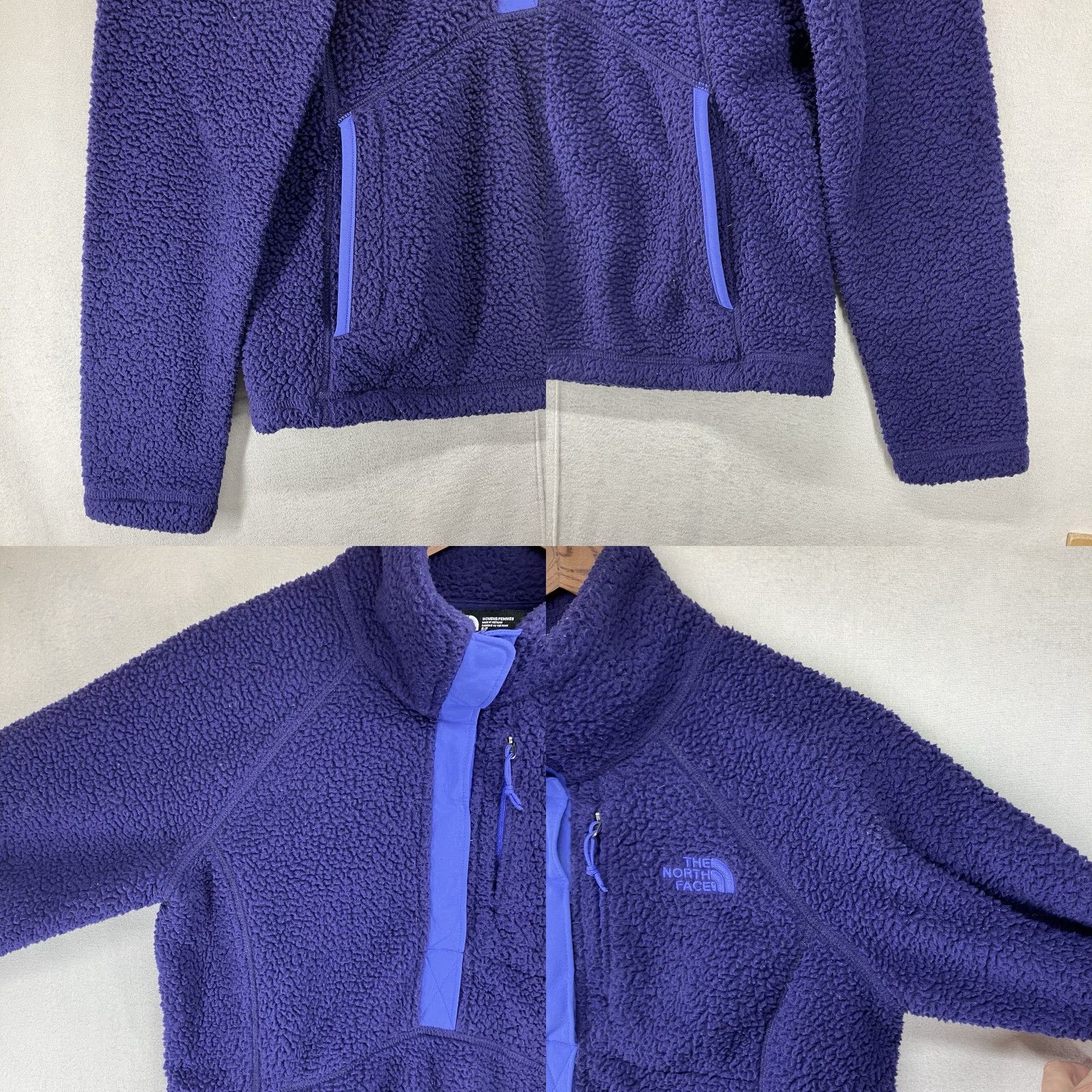 The North Face The North Face Women's Purple Sherpa Fleece Mock Neck 1/2 Snap Pullover S Pullover Purple Embroidered Logo Zip Pockets 90s Outdoor Activewear Womens Size S / US 4 / IT 40 - 8 Thumbnail