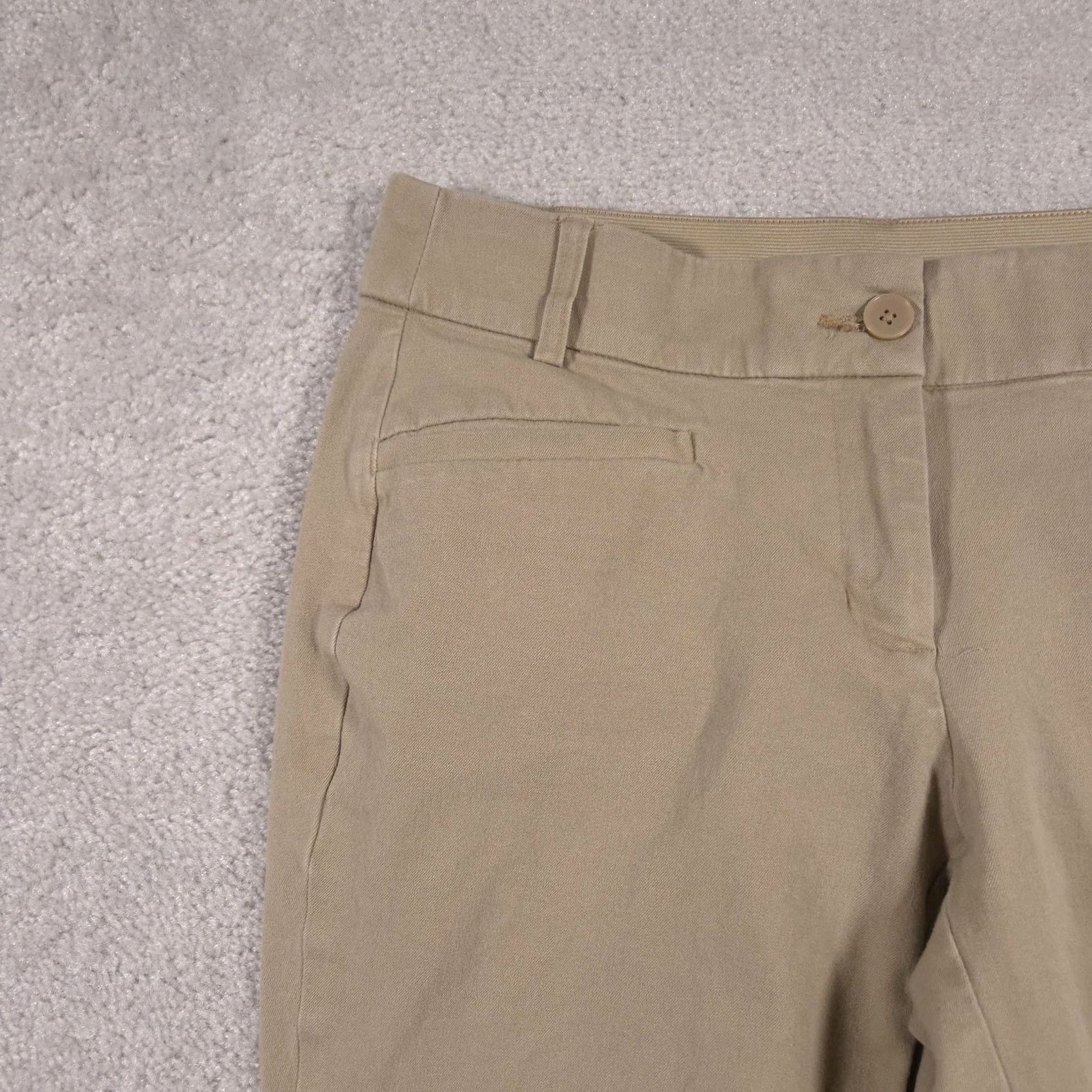 Vintage Lane Bryant Pants Womens 14 Khaki Beige Cropped Stretch Workwear Casual Theena Size 36" / US 14 / IT 50 - 4 Thumbnail