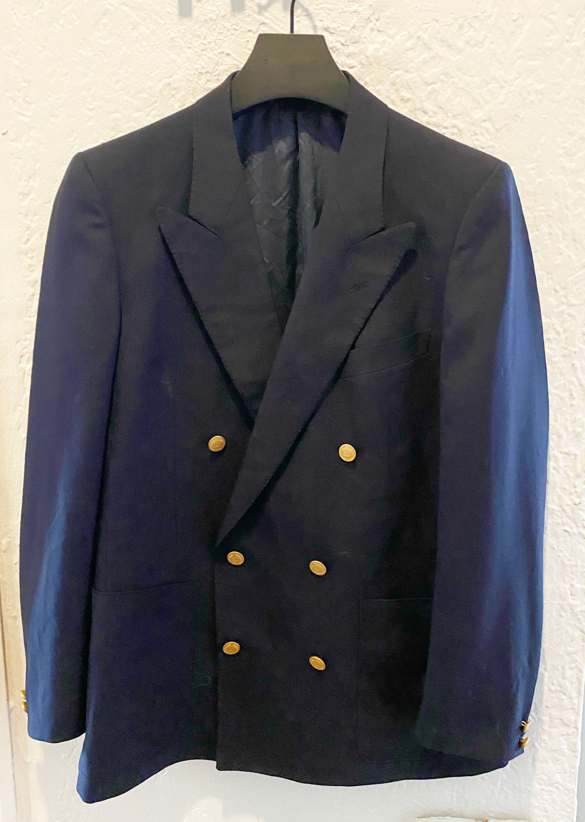 Vintage 80's Double breasted 6 button navy blazer