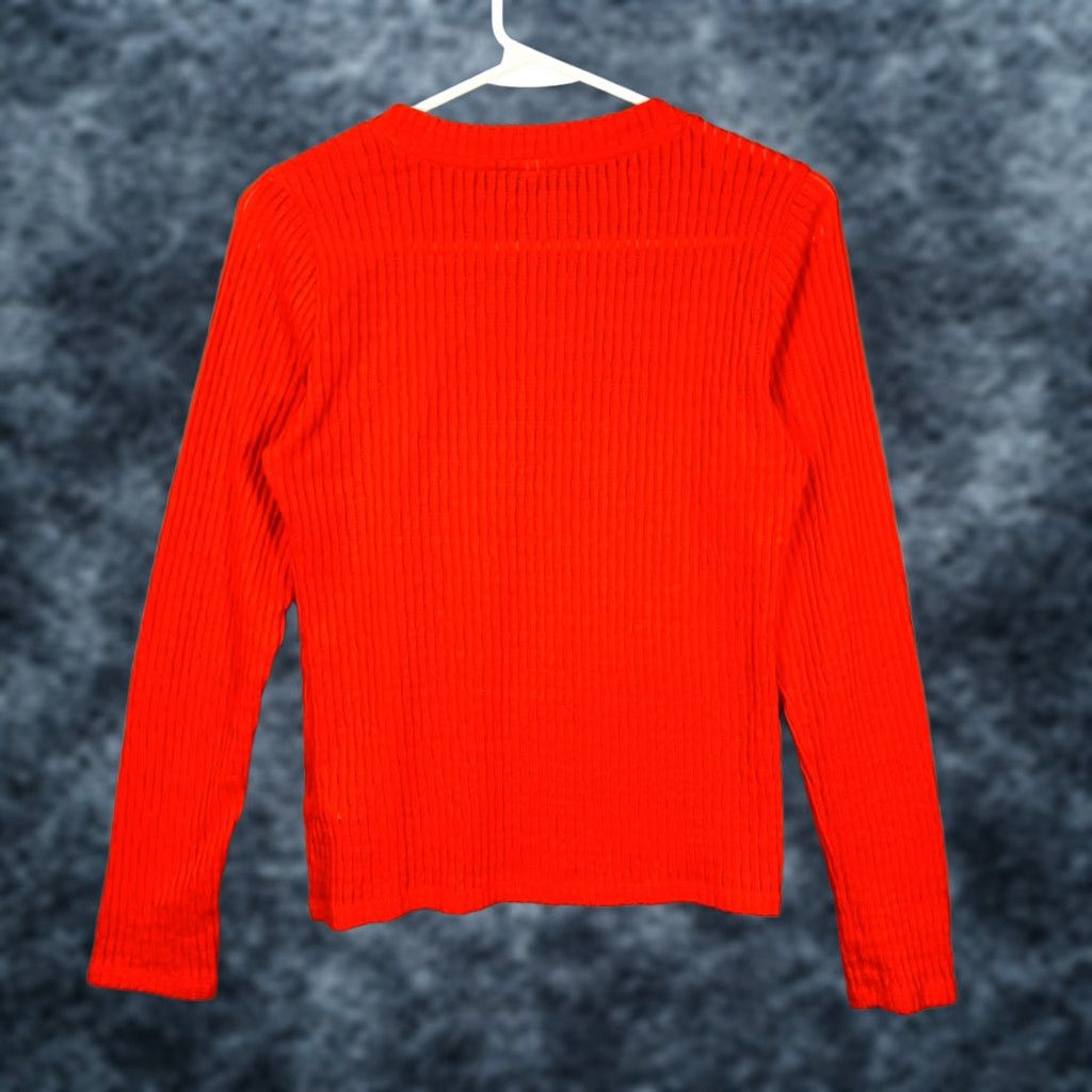 Vintage Pilcro Womens Small Red Ribbed Long Sleeve Top Shirt Spring Summer Womens Size S / US 4 / IT 40 - 1 Thumbnail