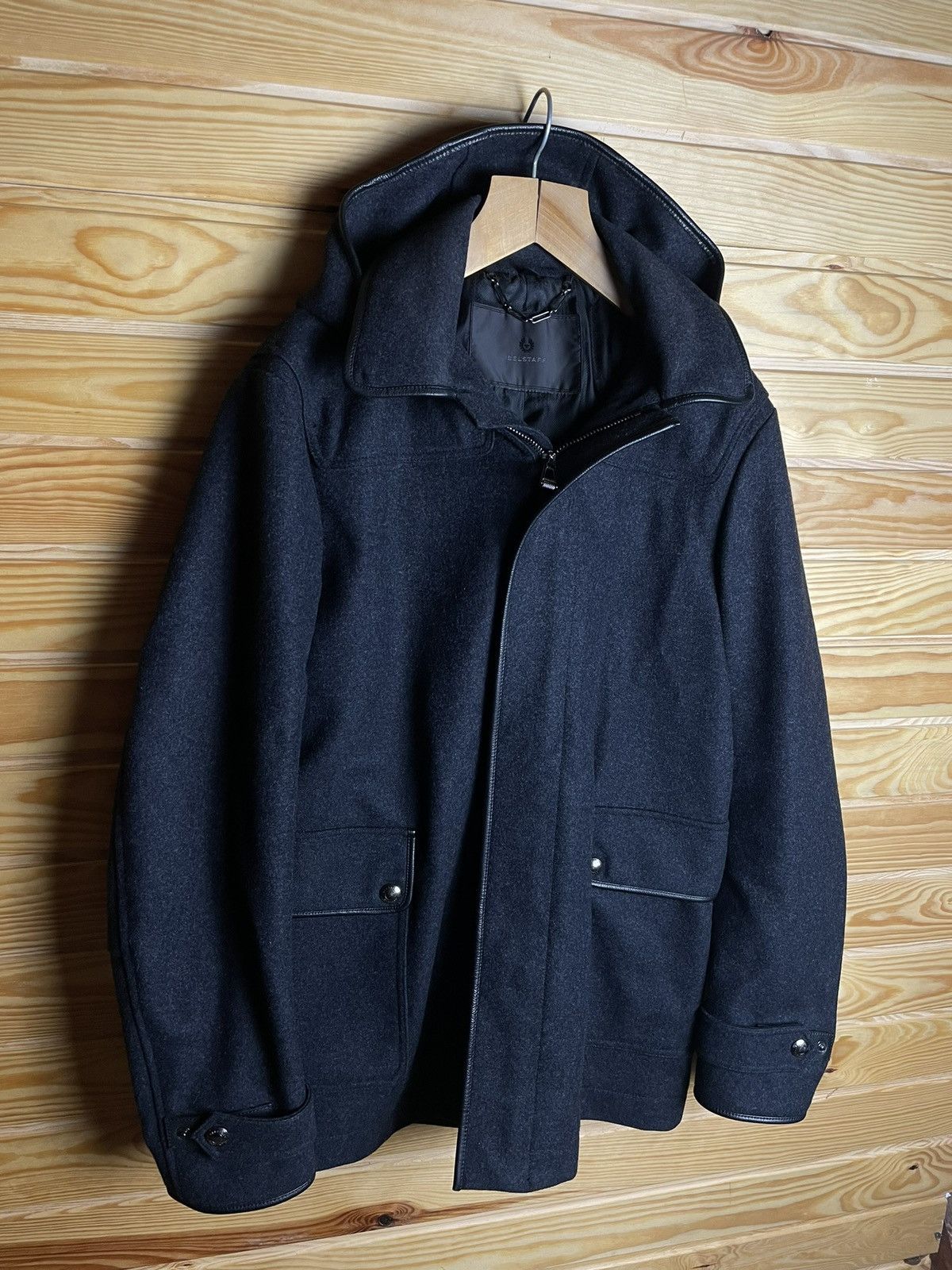 Belstaff × Designer Belstaff Mens Wool Hooded Jacket Made In Italy Size US L / EU 52-54 / 3 - 1 Thumbnail