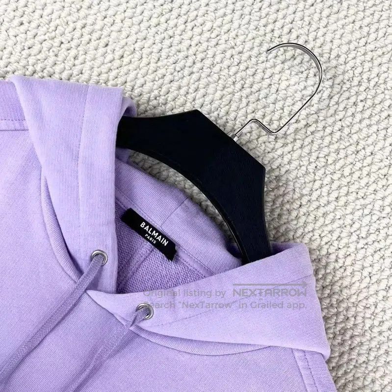 Balmain Balmain Purple Cotton Blend Embroidered Hoodie . Size US XL / EU 56 / 4 - 3 Thumbnail