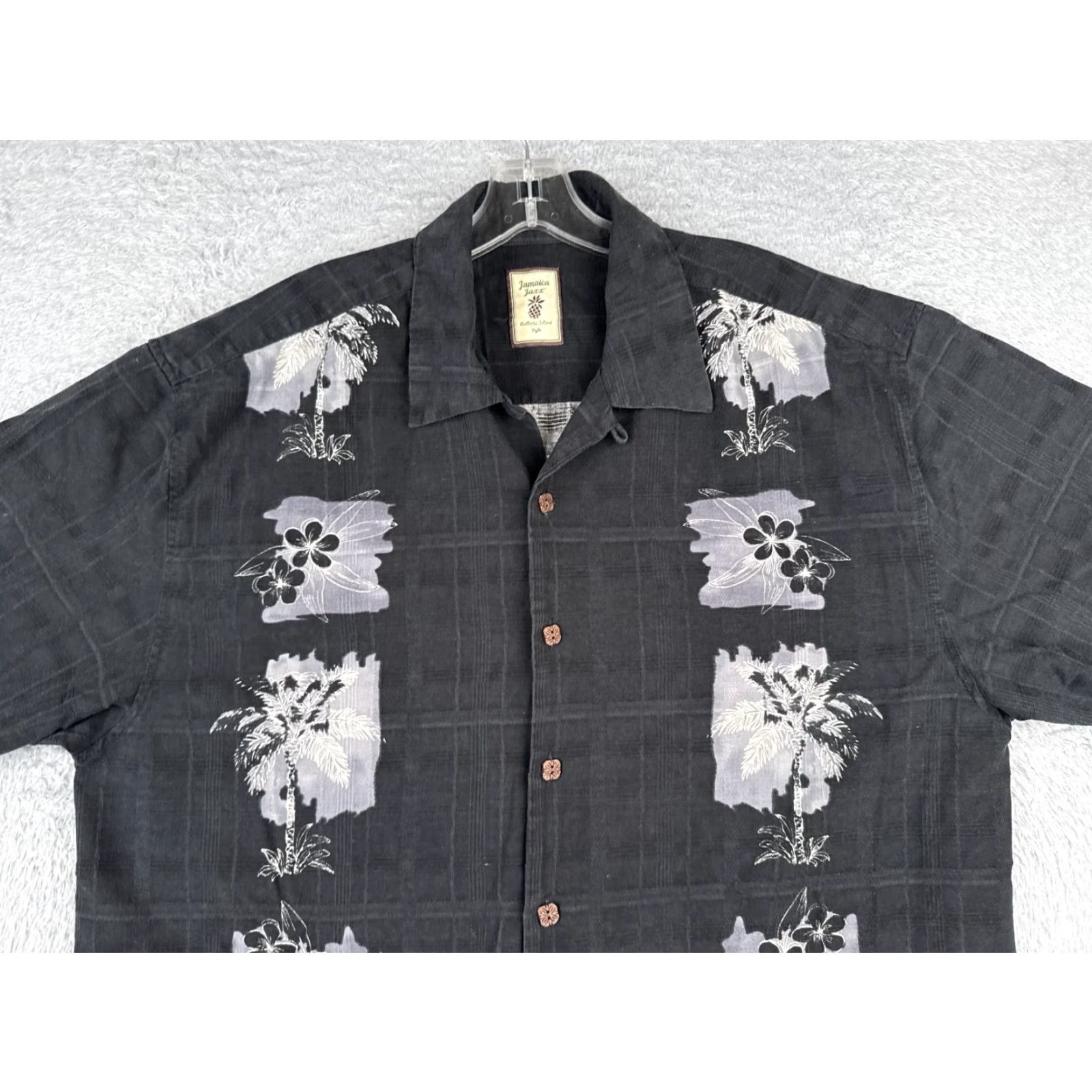 Vintage Jamaica Jaxx Black Floral Hawaiian Shirt Men XL Silk Button-Up Casual Size US XL / EU 56 / 4 - 4 Thumbnail