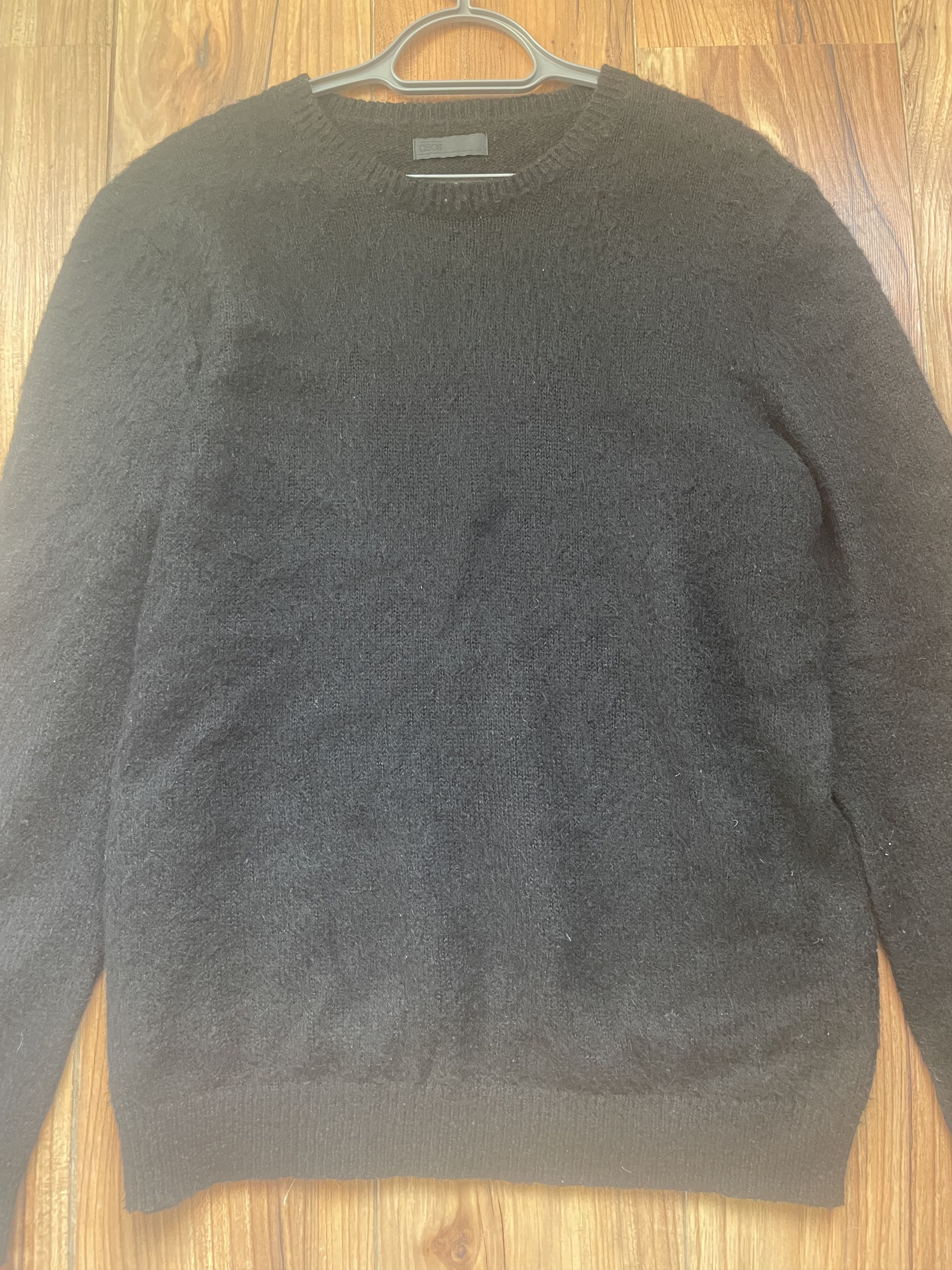 Asos Black Mohair Blend Sweater, Soft Fuzzy Knit Pullover Size US L / EU 52-54 / 3 - 1 Thumbnail
