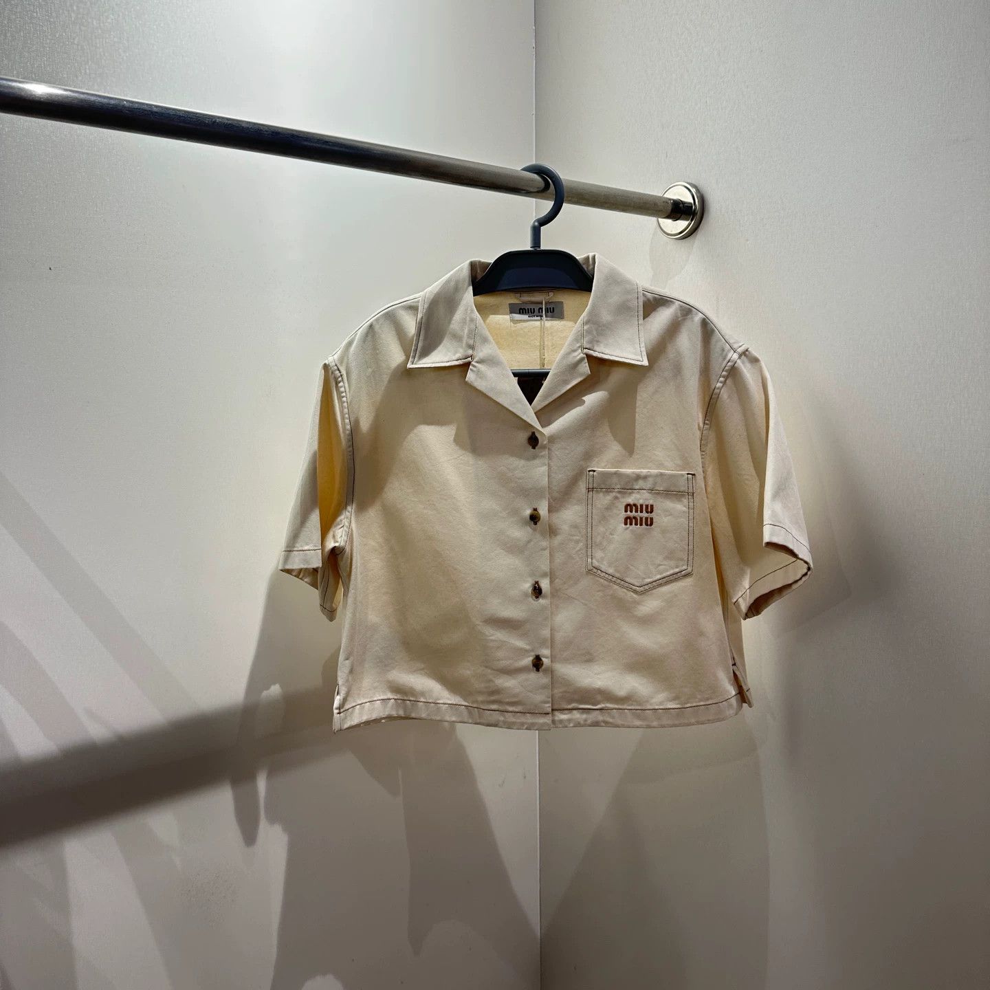 Miu Miu MIU MIU may435 logo pocket short sleeve shirt 38 Size XS / US 0-2 / IT 36-38 - 1 Thumbnail
