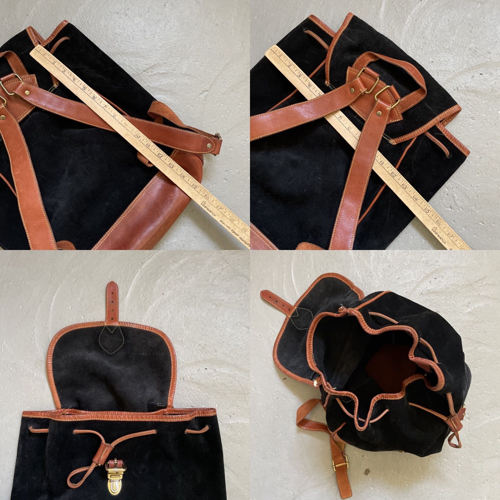 Eddie Bauer VINTAGE Eddie Bauer Suede Leather Rucksack Backpack Travel Canada Unisex Adults Black 90s Classic Backpack Mens Womens Size ONE SIZE - 8 Thumbnail