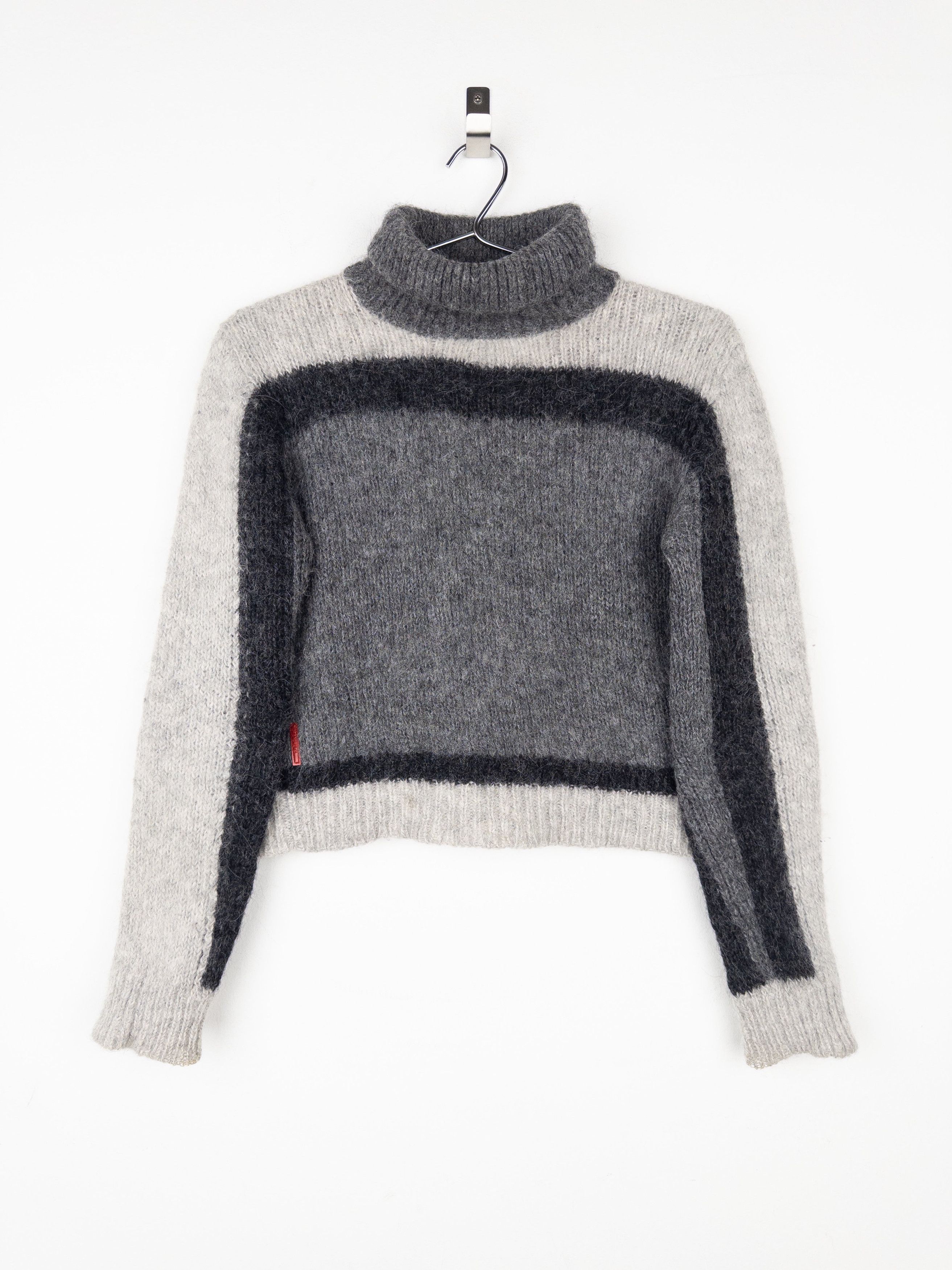 Prada 2000s Red Tab Geometric Fuzzy Knit Turtleneck Sweater Size S / US 4 / IT 40 - 1 Thumbnail
