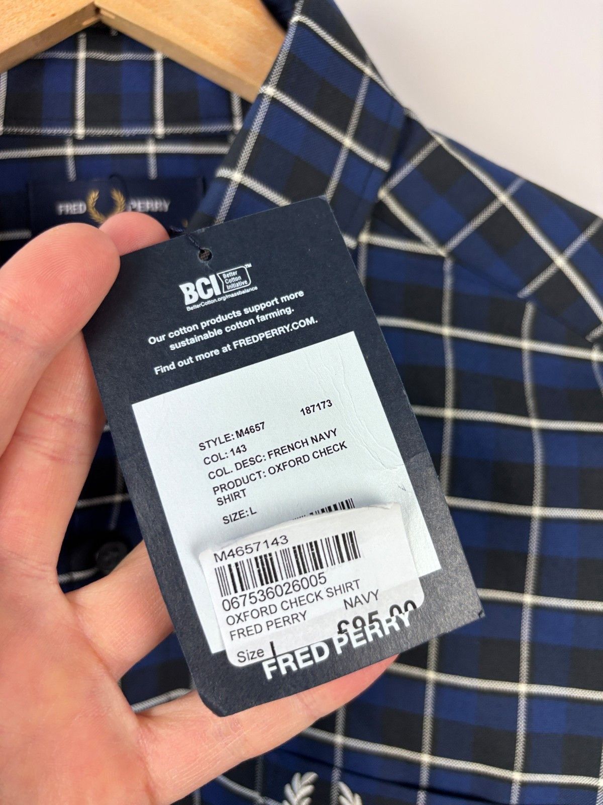 Fred Perry Fred Perry Oxford Check Long Sleeve Shirt Blue Mens L Size US L / EU 52-54 / 3 - 8 Thumbnail