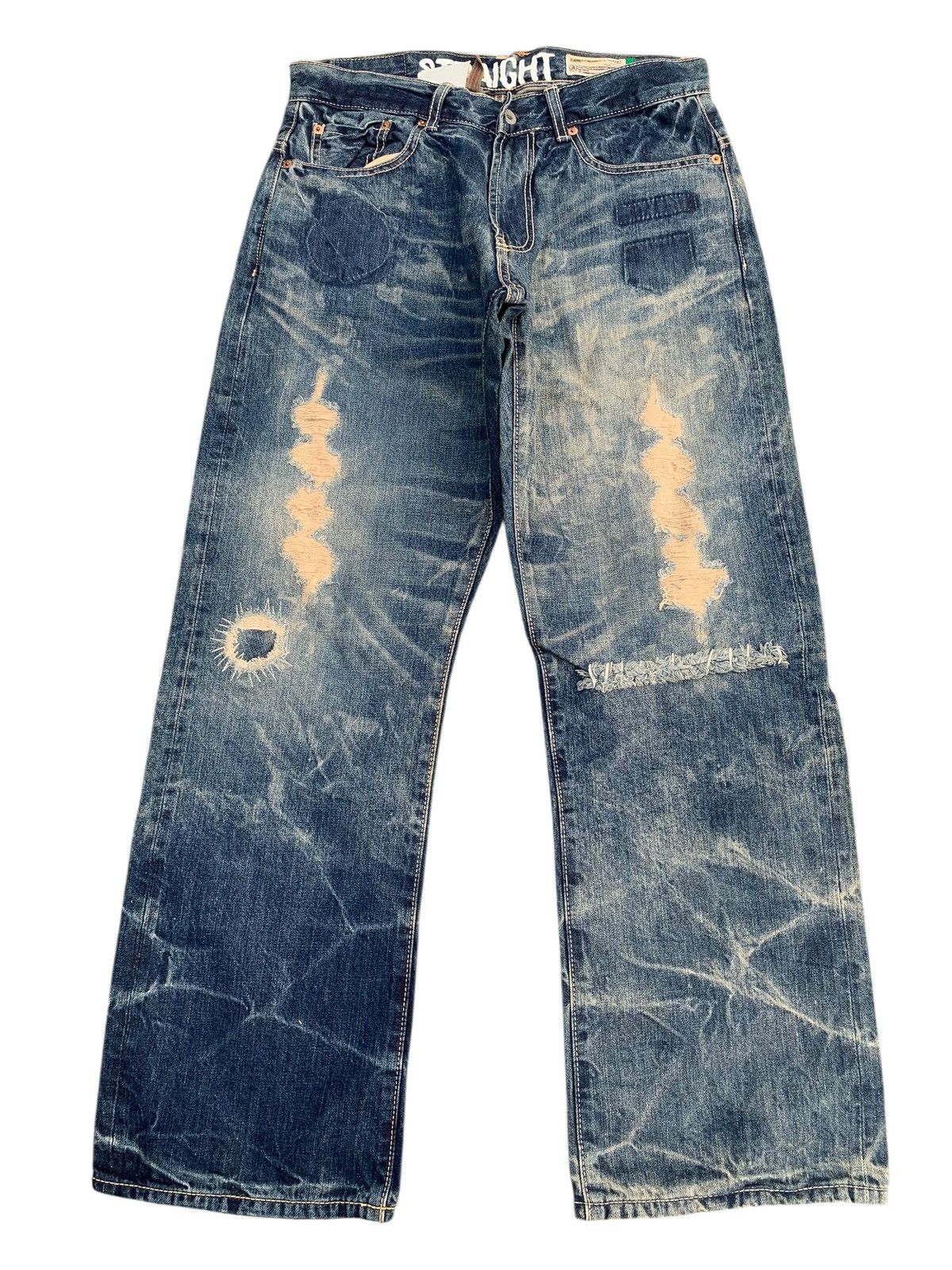 RARE💥SCANNER FUNDAMENTAL SELVEDGE CLAWMARK DISTRESSED DENIM