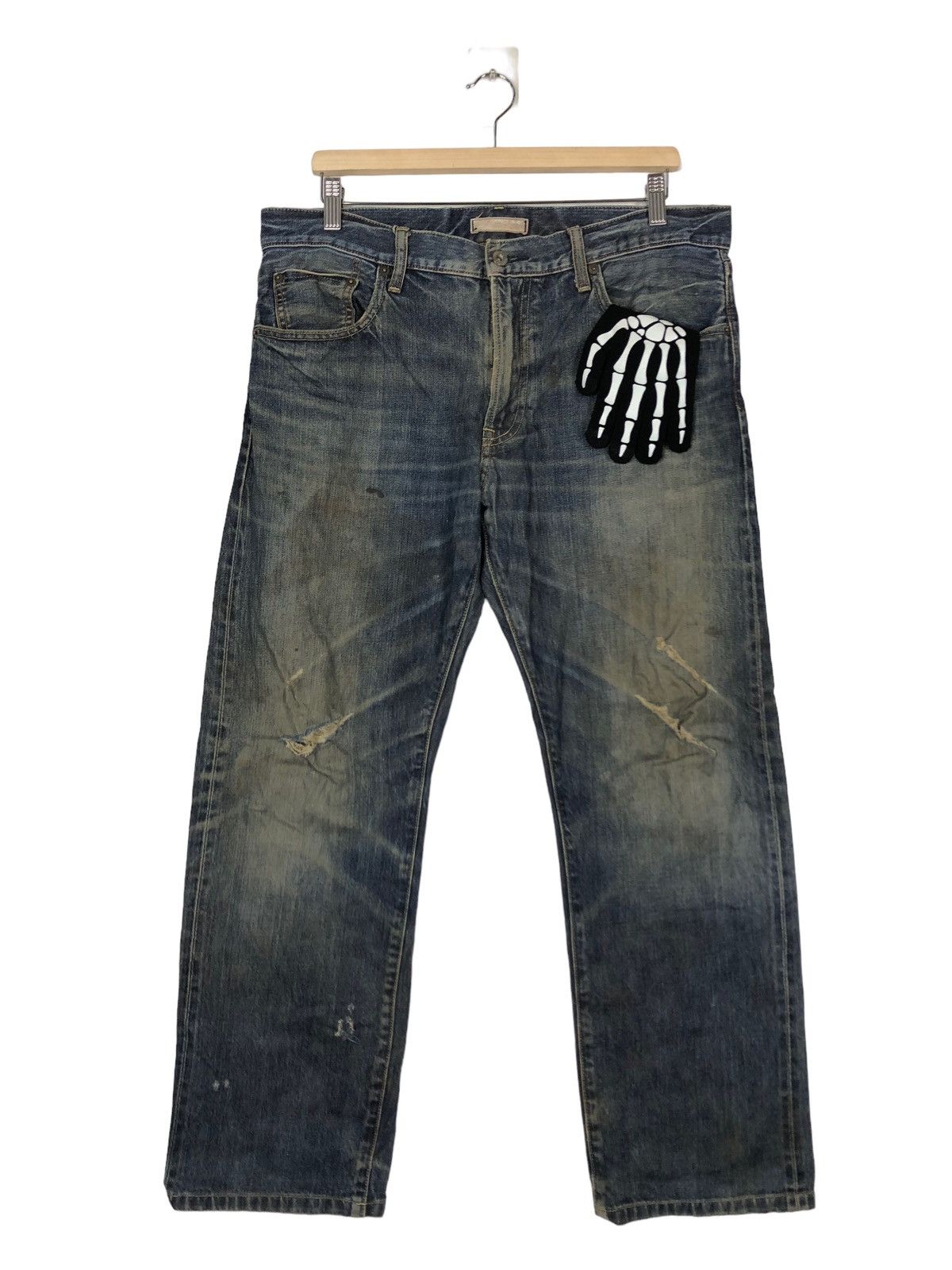 Japanese Brand Rare Distressed Denim Jeans Regular Fit Uniqlo Issey Miyake Size US 36 / EU 52 - 1 Thumbnail