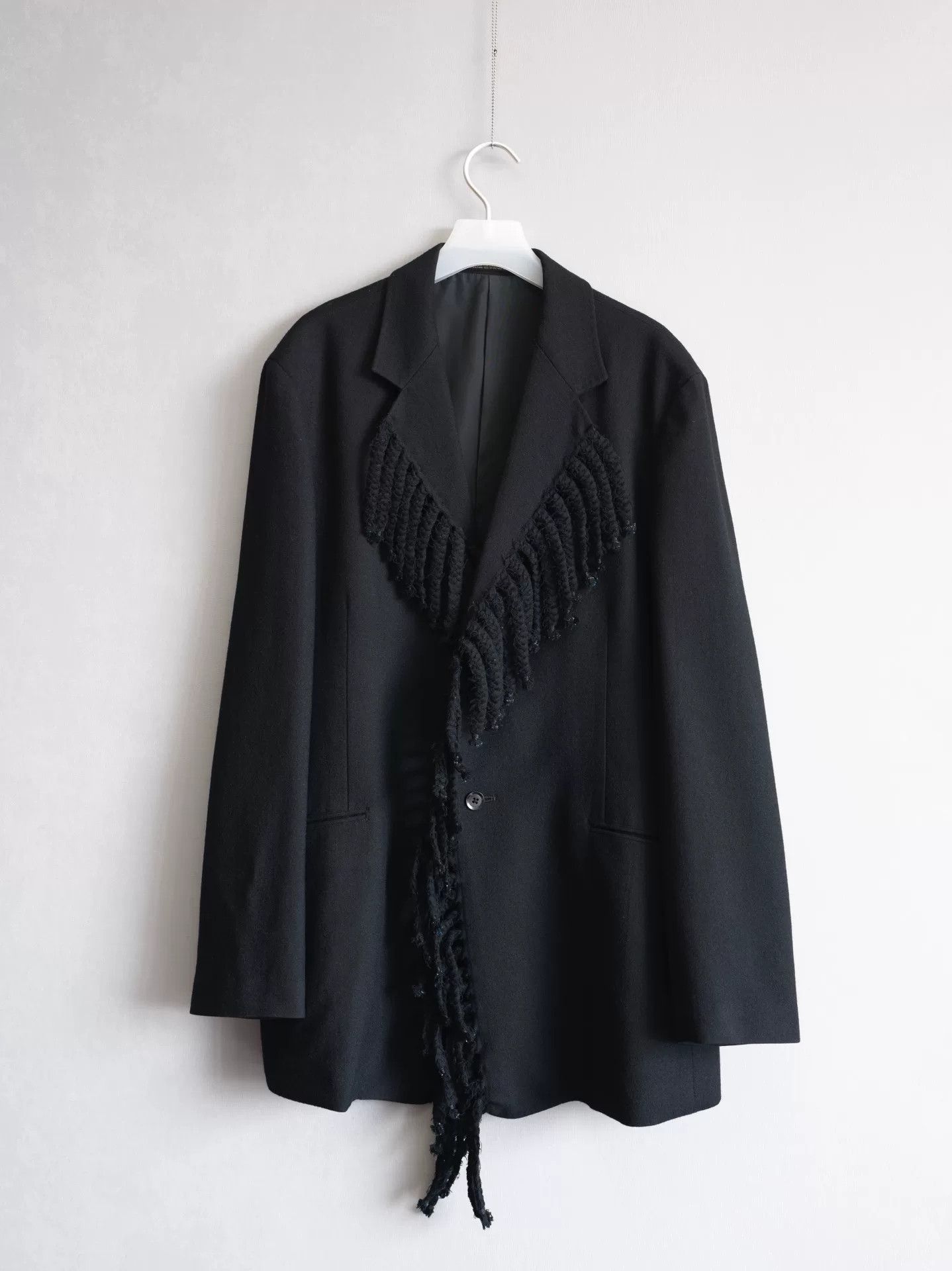 Yohji Yamamoto Yohji Yamamoto Fringed Black Jacket Size S / US 4 / IT 40 - 1 Thumbnail