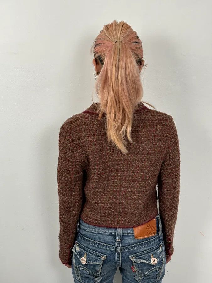 Chanel Chanel Burgundy Wool Tweed Contrast Trim Blazer Size S / US 4 / IT 40 - 3 Thumbnail
