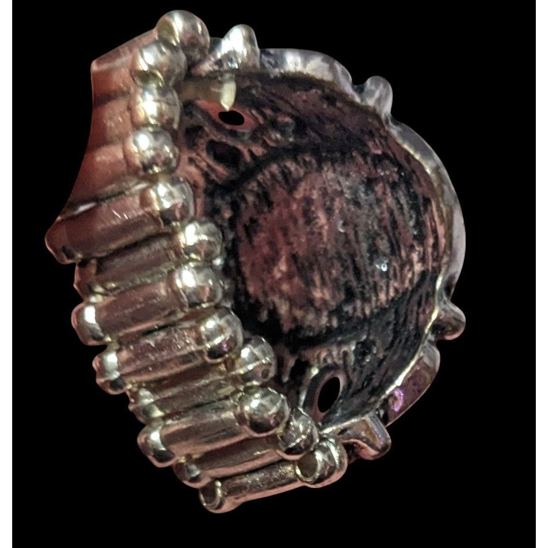 Other Victorian Style Silver Tone Stretch Ring With Marbled White Size ONE SIZE - 6 Thumbnail