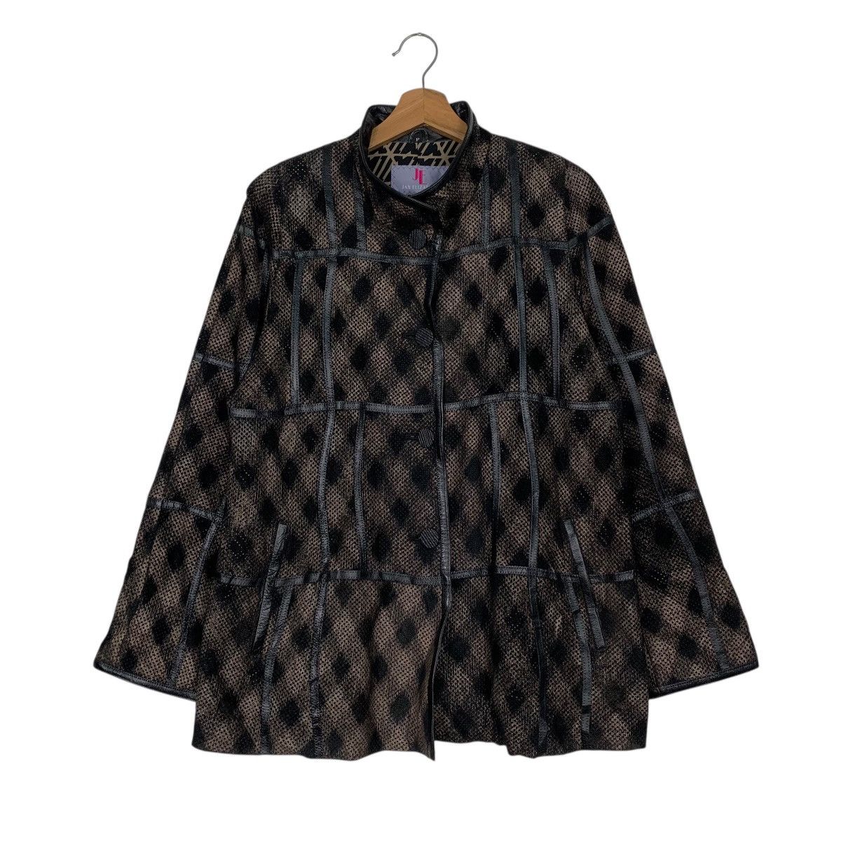 Japanese Brand Jan Elizabeth Checkered Leather Jacket Size M / US 6-8 / IT 42-44 - 1 Thumbnail