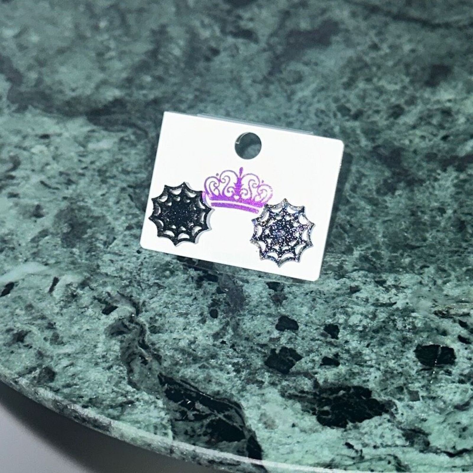 Other Halloween Black Glitter Spider Web Earrings | Sz OS, NWOT Size ONE SIZE - 4 Thumbnail