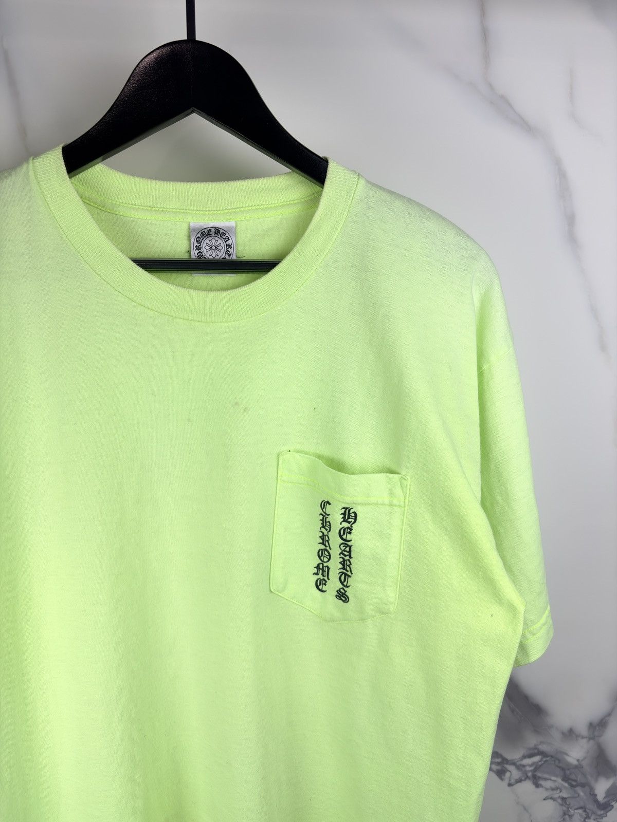 Chrome Hearts Chrome Hearts Vintage Neon Green Scroll Logo Pocket Tshirt Size US L / EU 52-54 / 3 - 3 Thumbnail