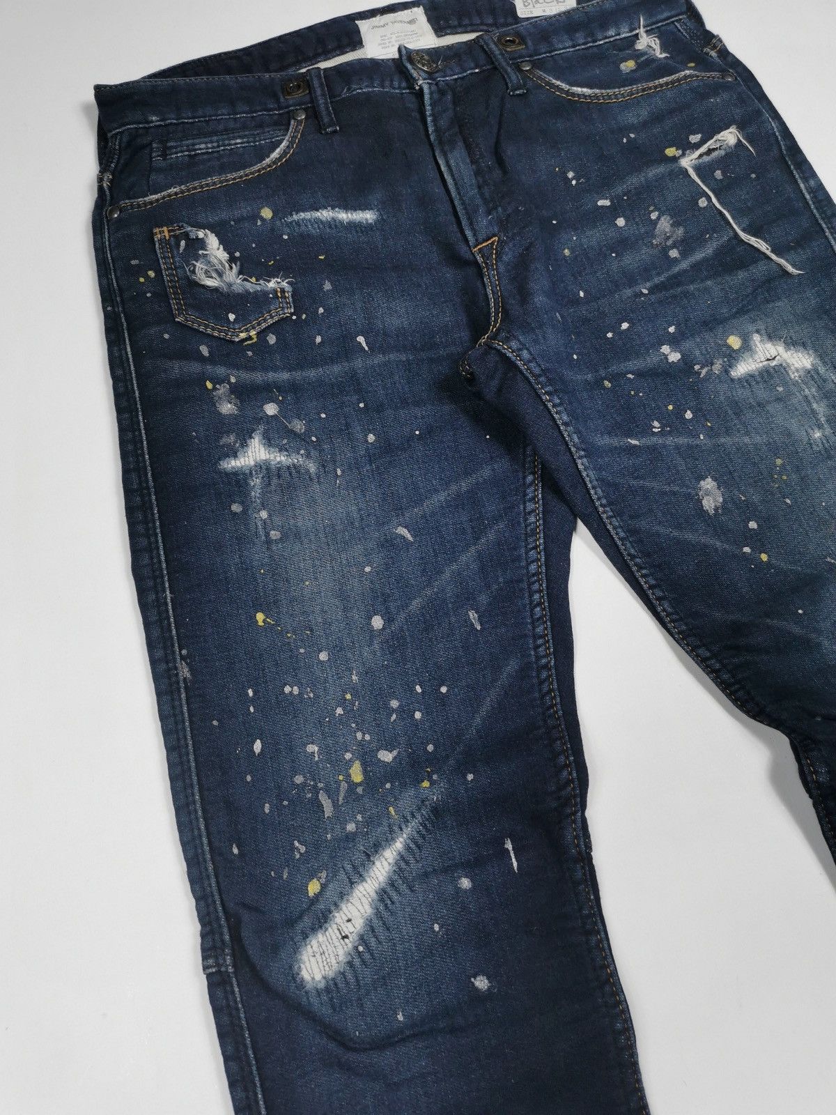 Japanese Brand Jimmy Taverniti Blackie Paint Splash Boro Slim Stretch Jeans Size US 32 / EU 48 - 3 Thumbnail