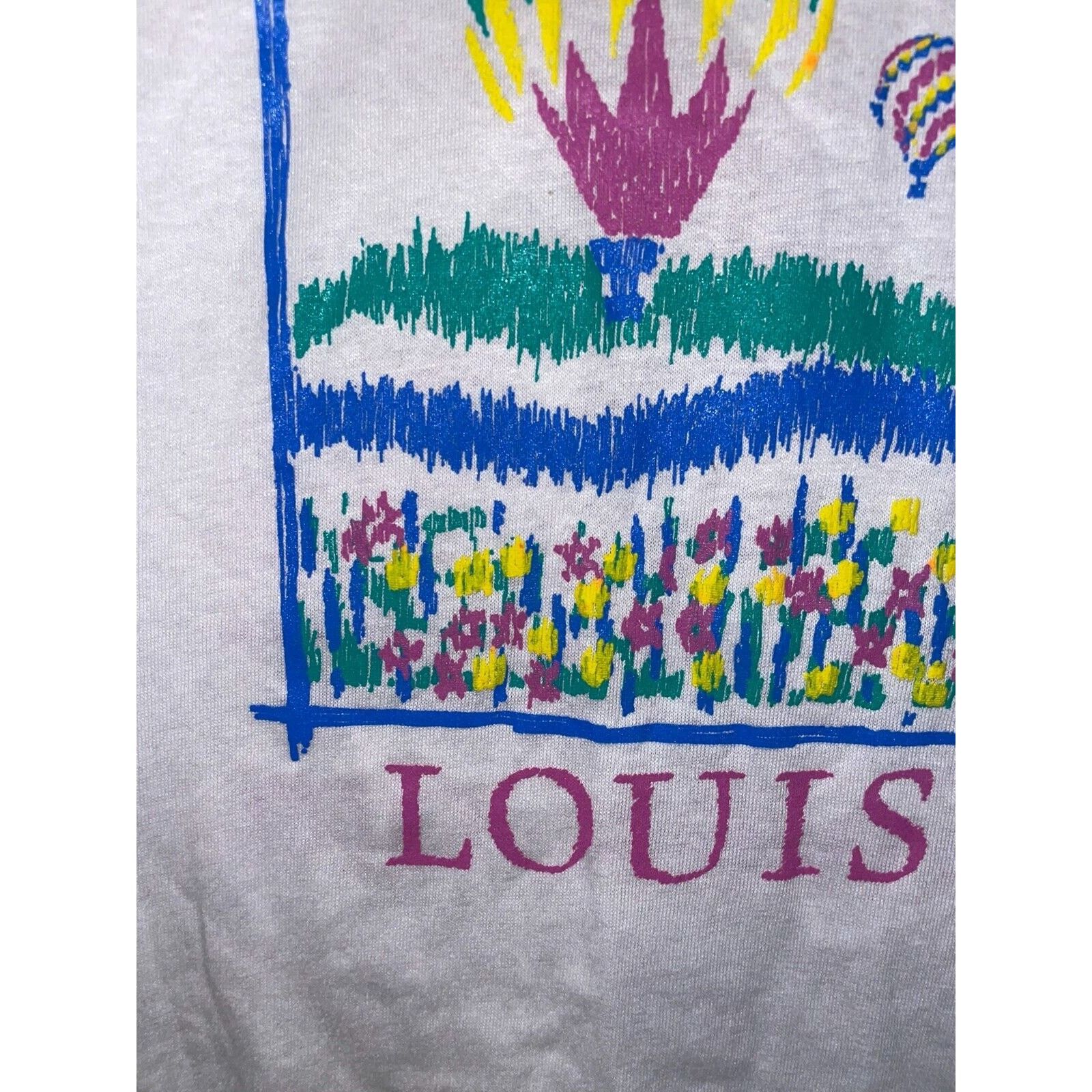 Jerzees Vintage Misprint Shirt Louisville Hot Air Balloon White Tee Size US M / EU 48-50 / 2 - 2 Thumbnail