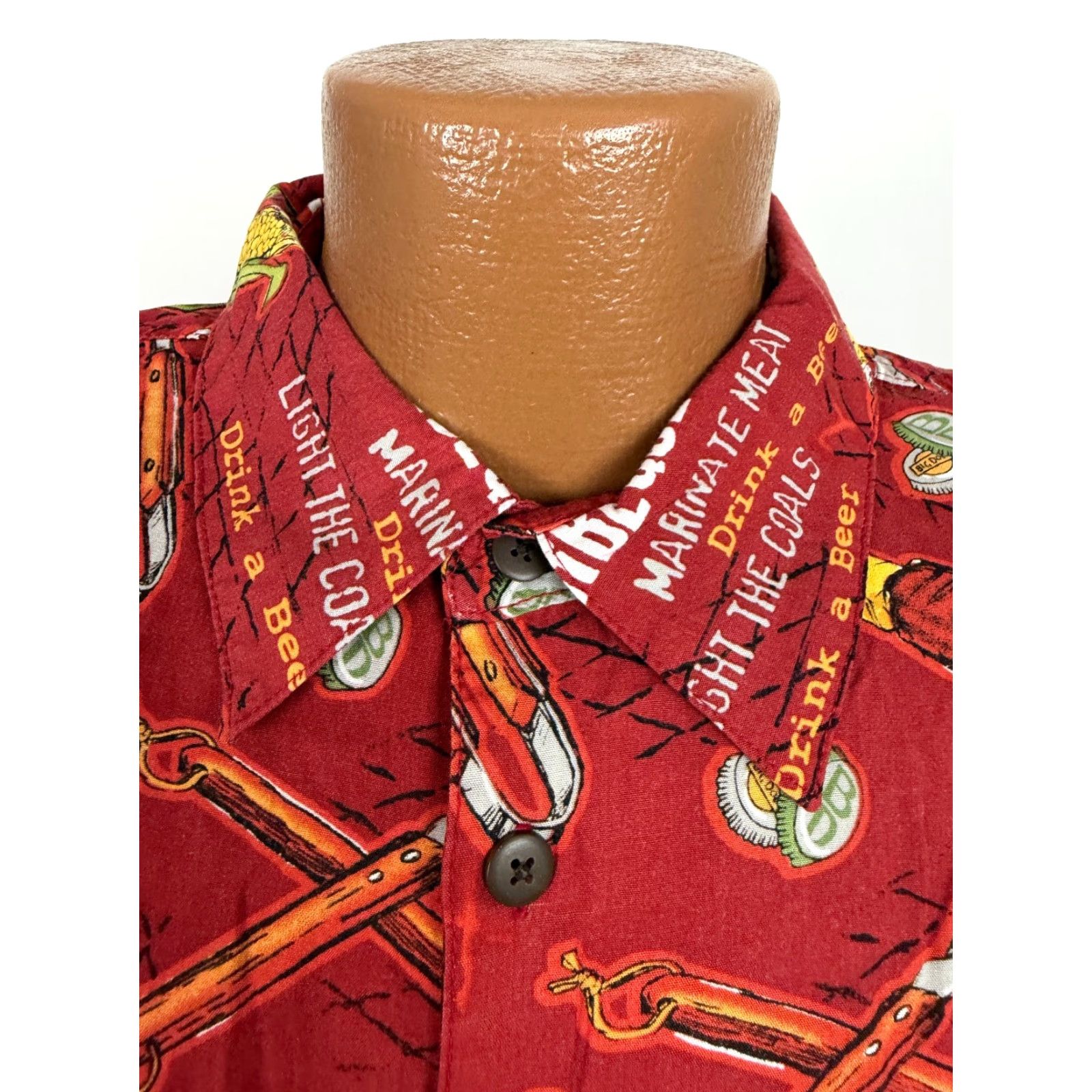 Big Dogs VINTAGE Big Dogs Shirt Men L Red Rayon 90s Funny Hawaiian BBQ Grill Beer Dad Dog Button-Up Short Sleeve Mens Large Size US L / EU 52-54 / 3 - 4 Thumbnail