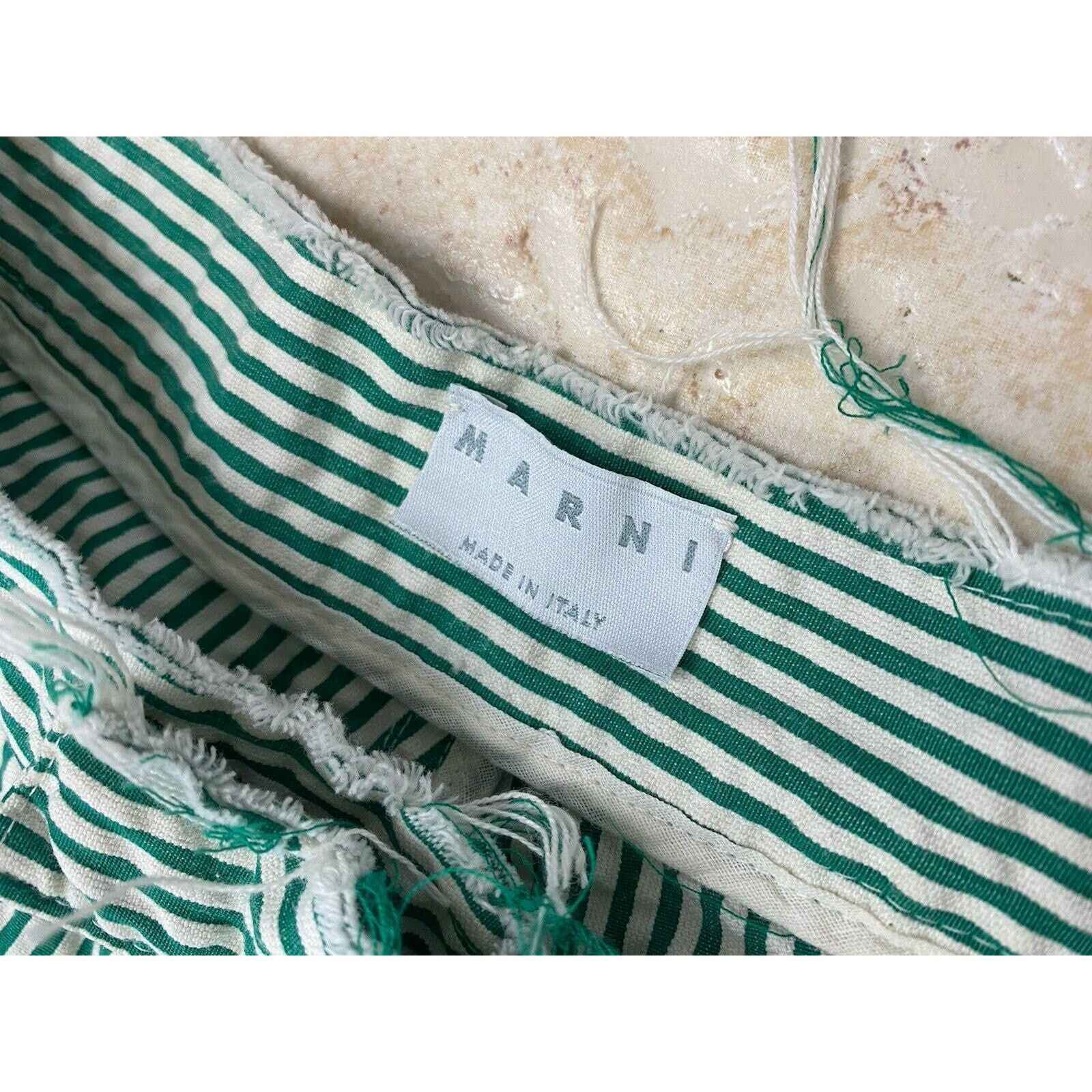 Marni Marni Green White Striped Wide-Leg Pants Size 40 IT Culottes Size 27" / US 4 / IT 40 - 3 Thumbnail