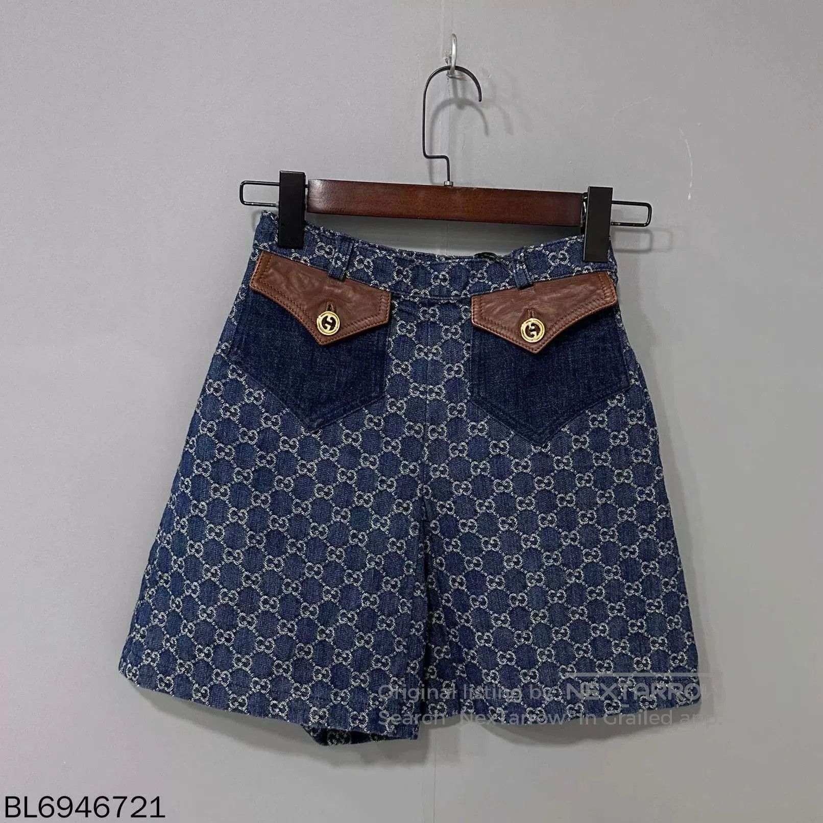 Gucci Gucci Patchwork Logo Print Denim Skirt. Size 35" - 1 Thumbnail