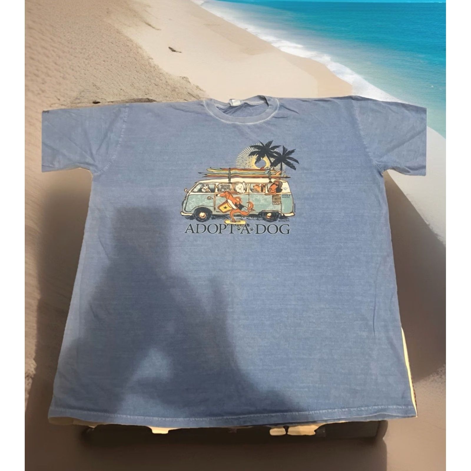Vintage VINTAGE Crazy Shirts Shirt 2XL Men Blue Graphic Print VW van Surfboards Skateboarder Crew Neck Short Sleeve Logo Size US XXL / EU 58 / 5 - 2 Thumbnail
