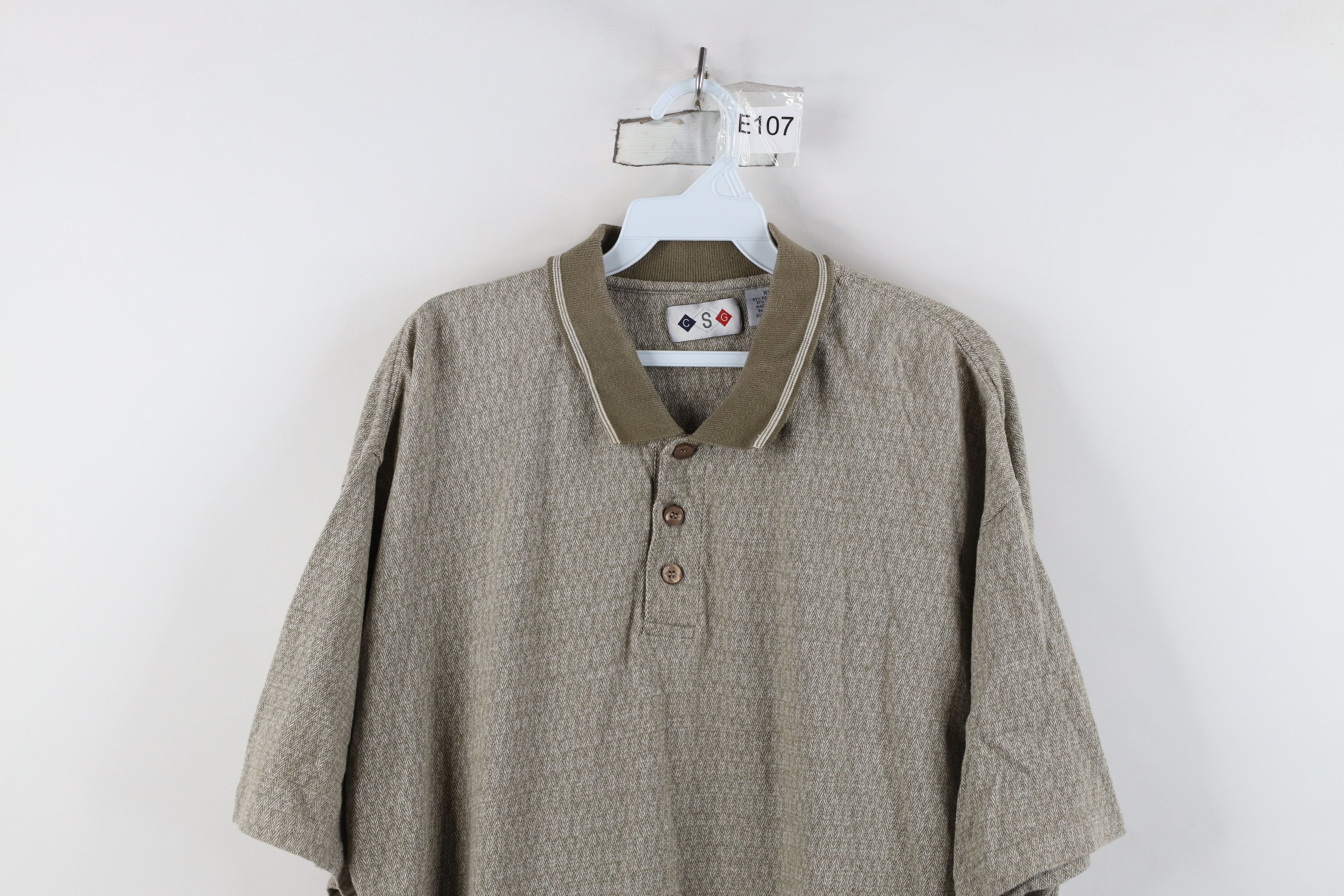 Vintage Vintage 90s Streetwear Geometric Knit Golf Polo Shirt Green Size US XL / EU 56 / 4 - 2 Thumbnail