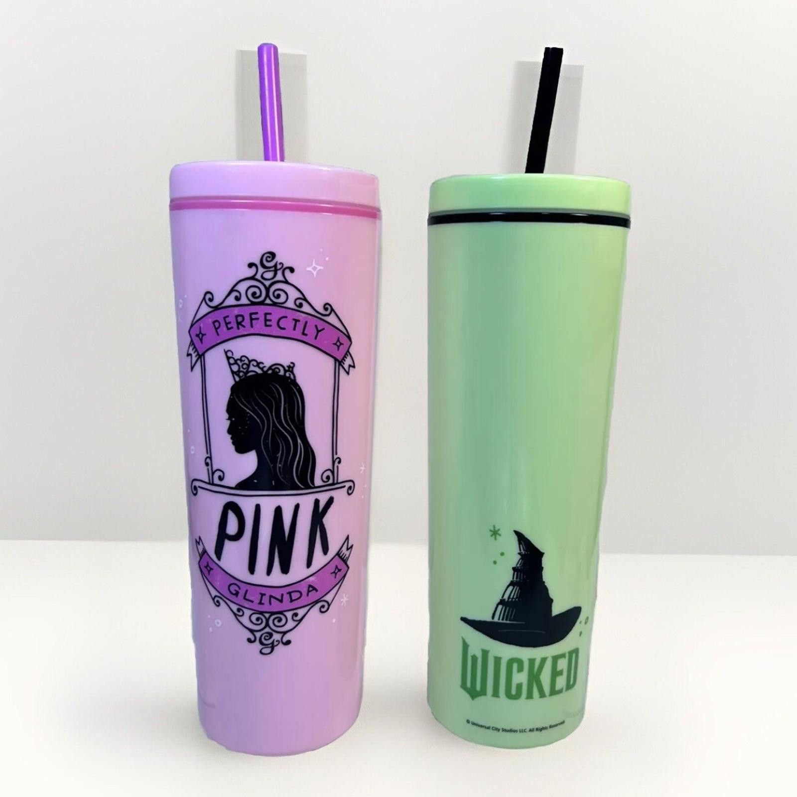 Designer 23oz Wicked 9” Tumbler Set Glinda & Elphaba Plastic Set of 2 Size ONE SIZE - 5 Thumbnail