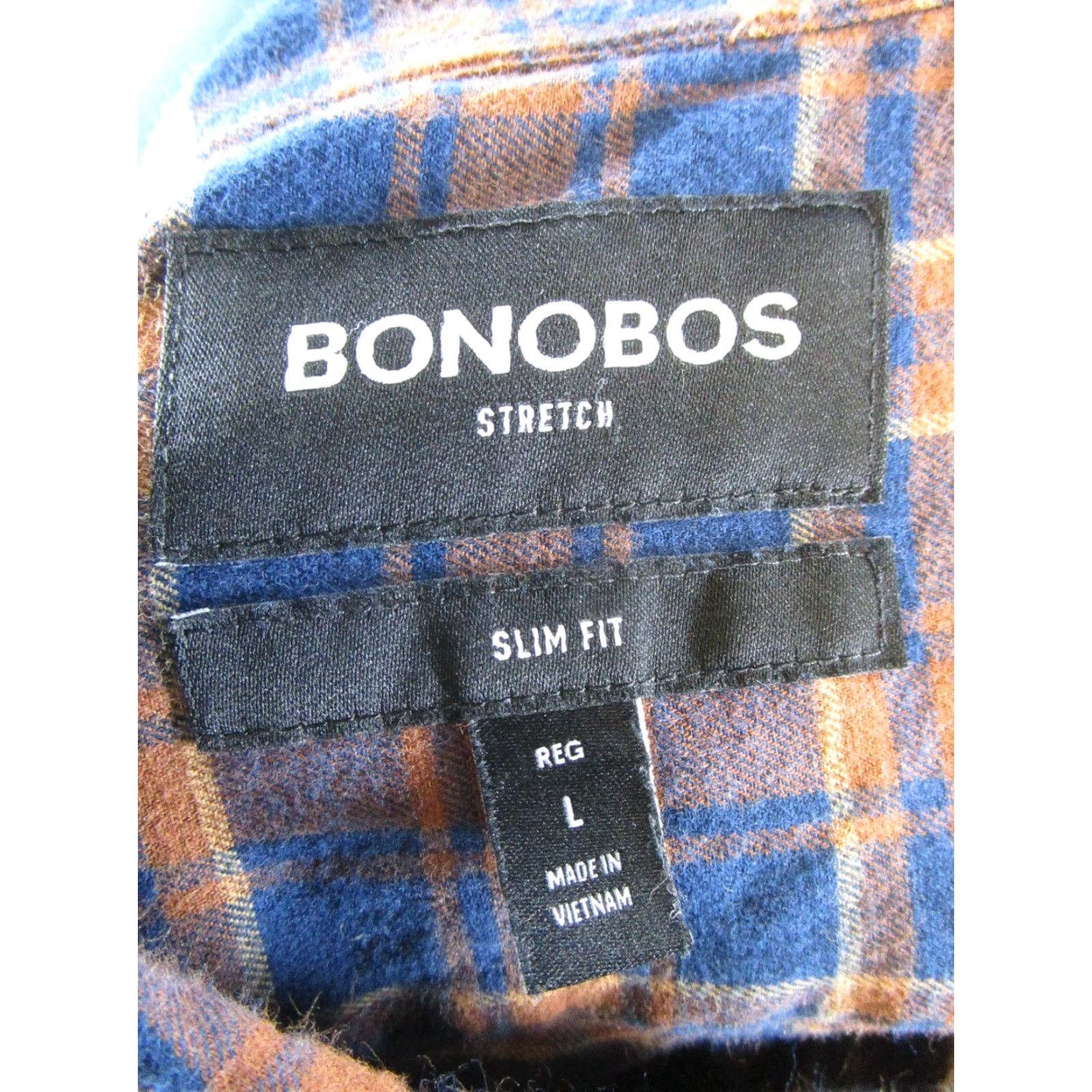 Bonobos Bonobos Flannel Shirt Mens Large Blue Cotton Button-Up Slim Size US L / EU 52-54 / 3 - 3 Thumbnail