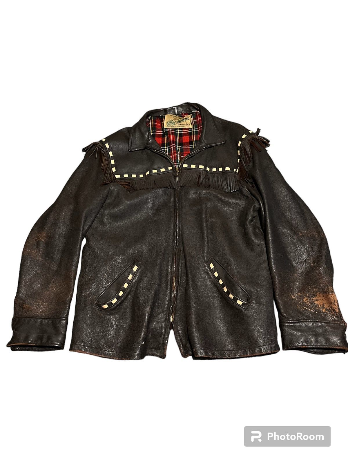 image of Archival Clothing x Made In USA 1960S Mid-Western Sport Togs Deerskin Leather Fringe Jacket in Brow